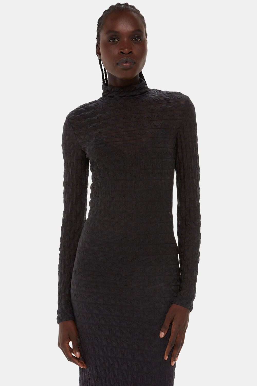 Textured Long Sleeve Dress