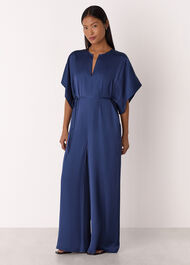 Petite Satin Short Sleeve Jumpsuit