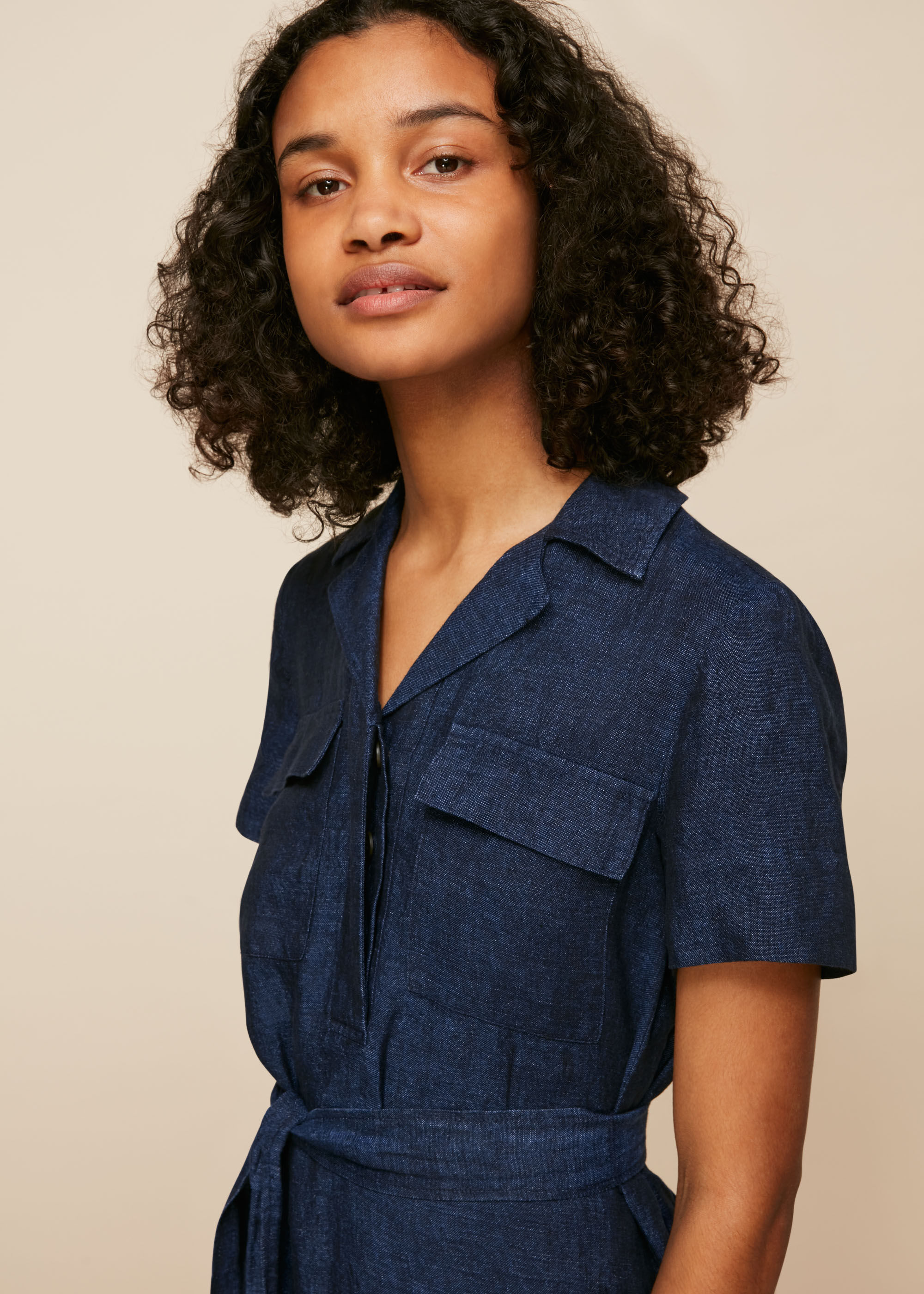 Whistles montana sale linen shirt dress