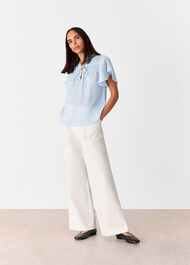 Frill Sleeve Tie Front Blouse