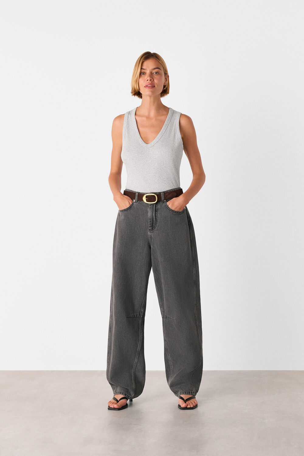 Grey Marl Ellis V Neck Jersey Vest