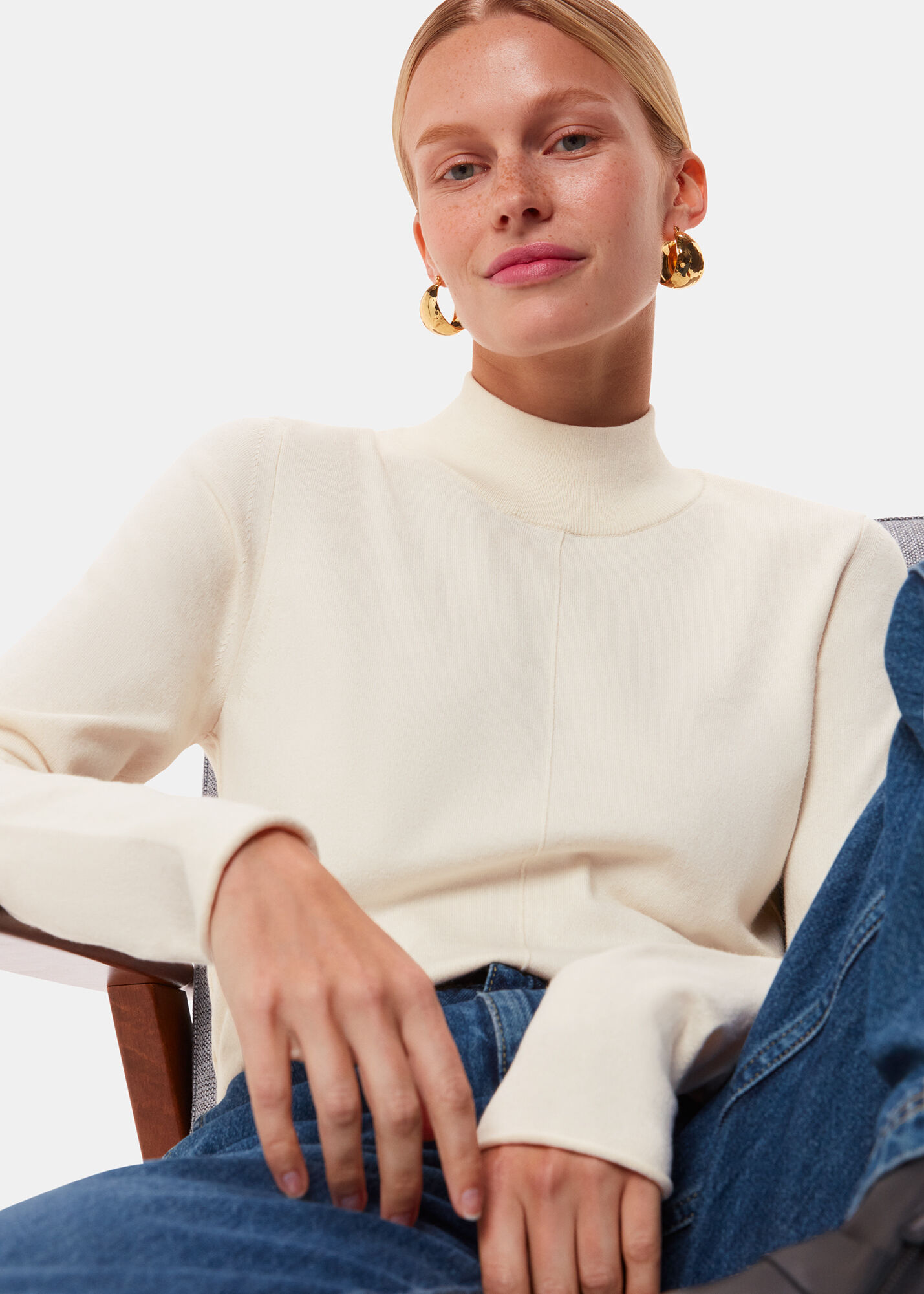 Women's Ivory Mock Neck Sweater | Whistles US |