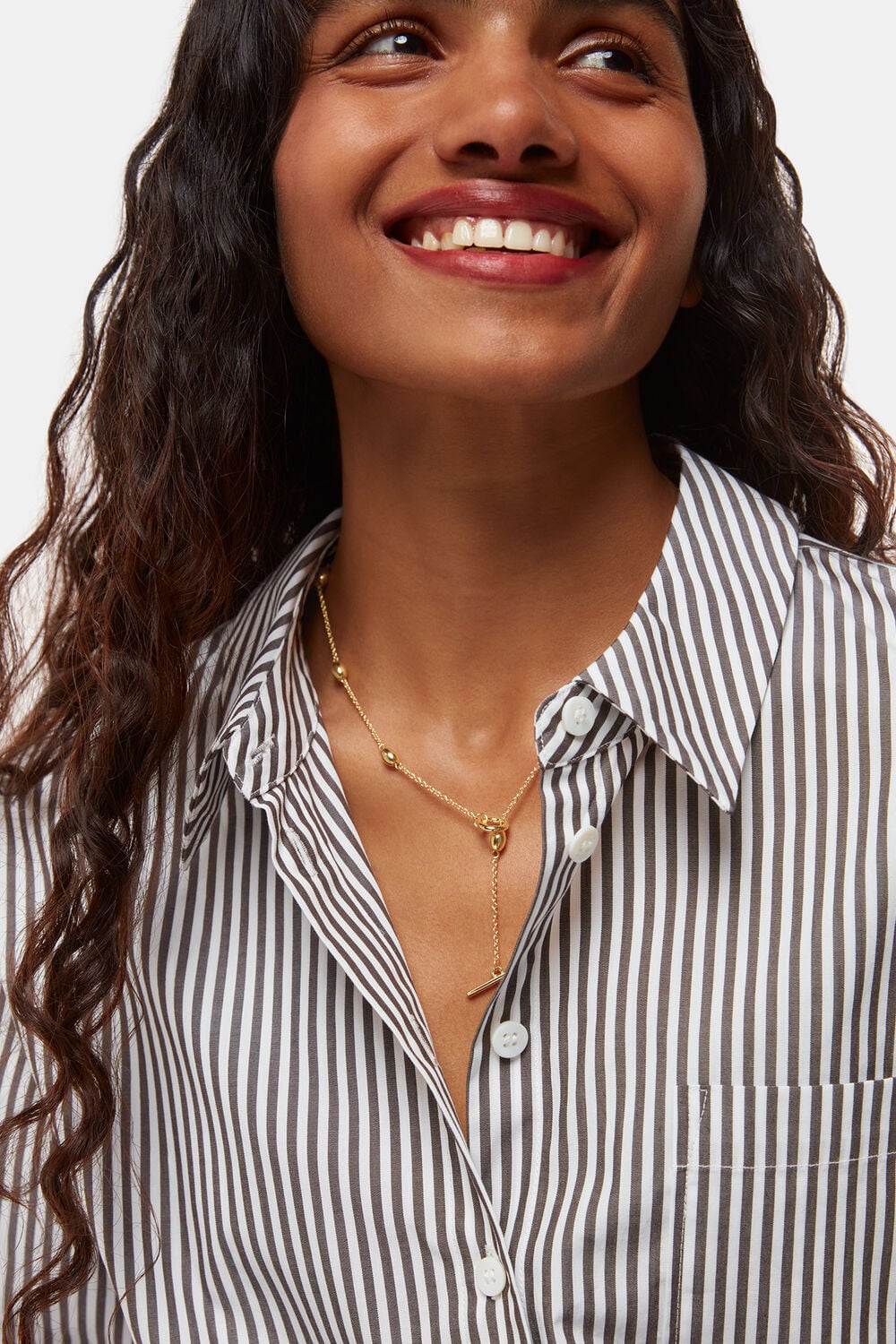 Oval Beaded T Bar Necklace