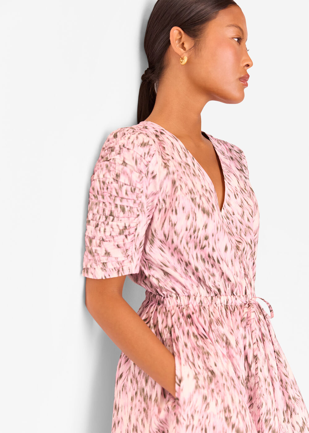 Petite Leopard Cotton Midi Dress