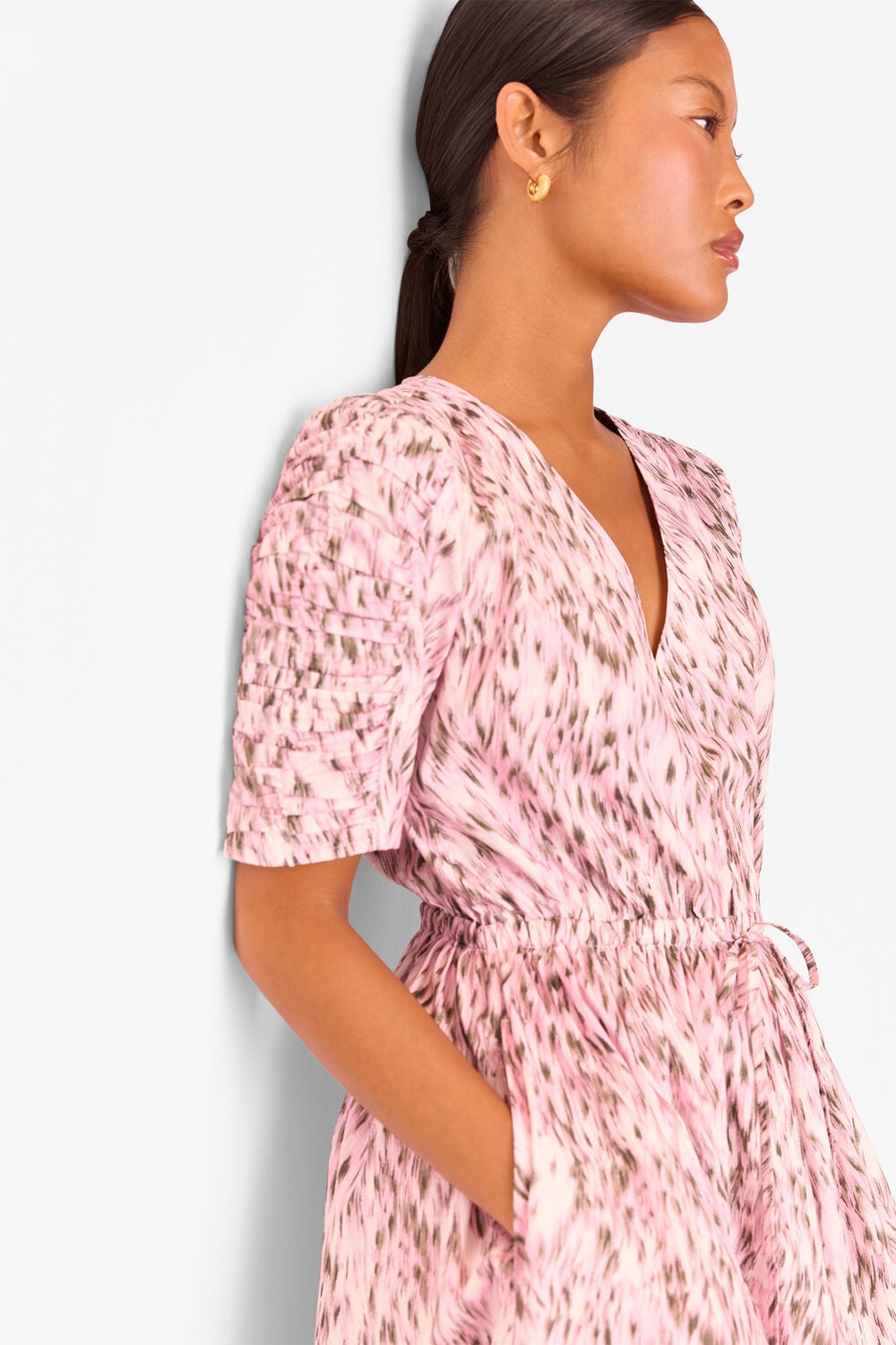 Petite Leopard Cotton Midi Dress
