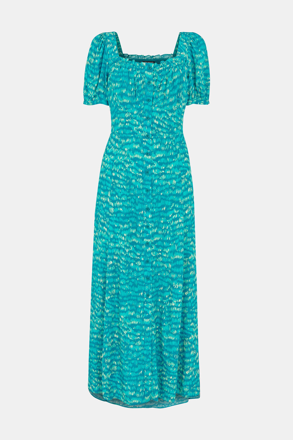 Green Sketched Grass Midi Dress
