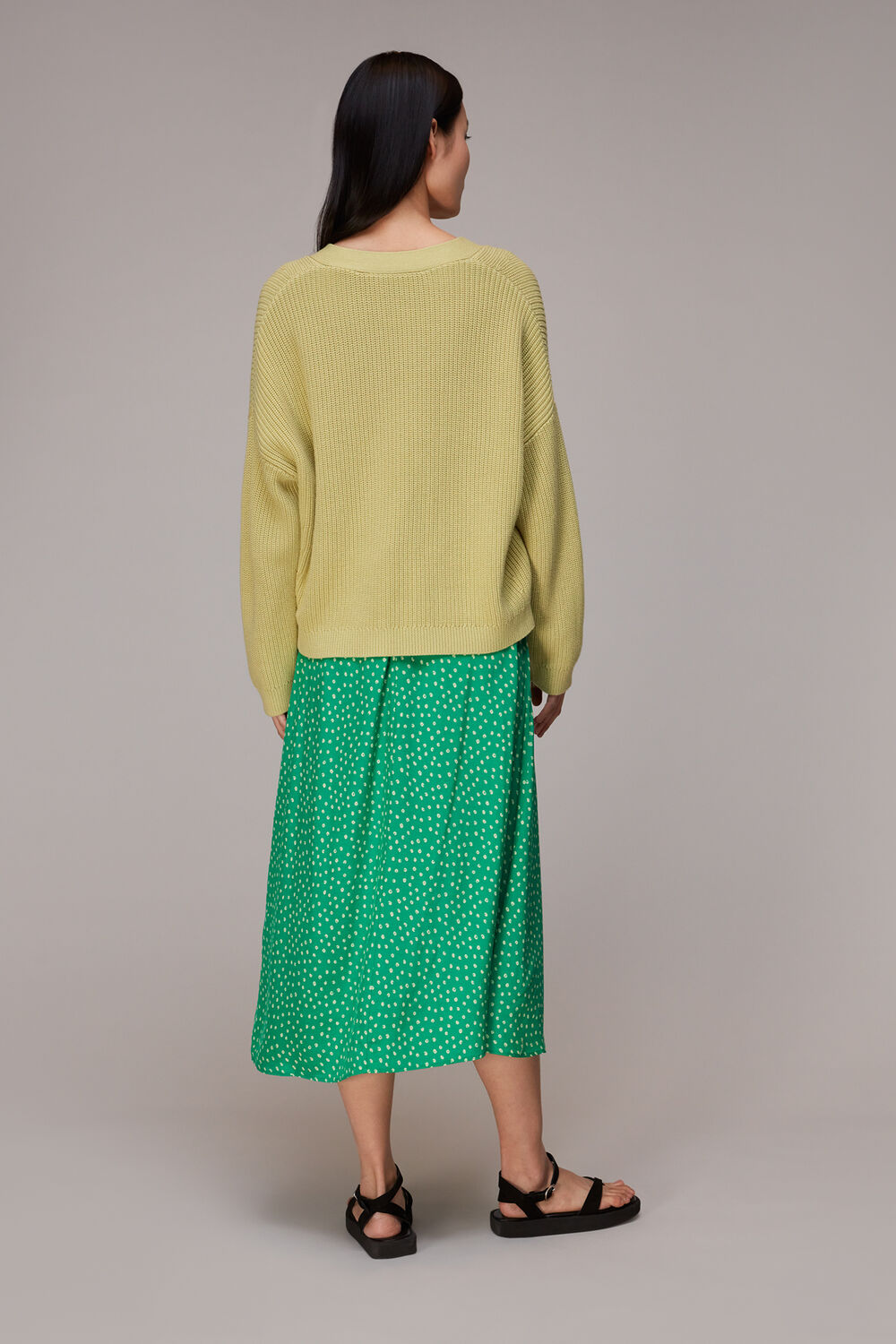Spot Print Button Skirt