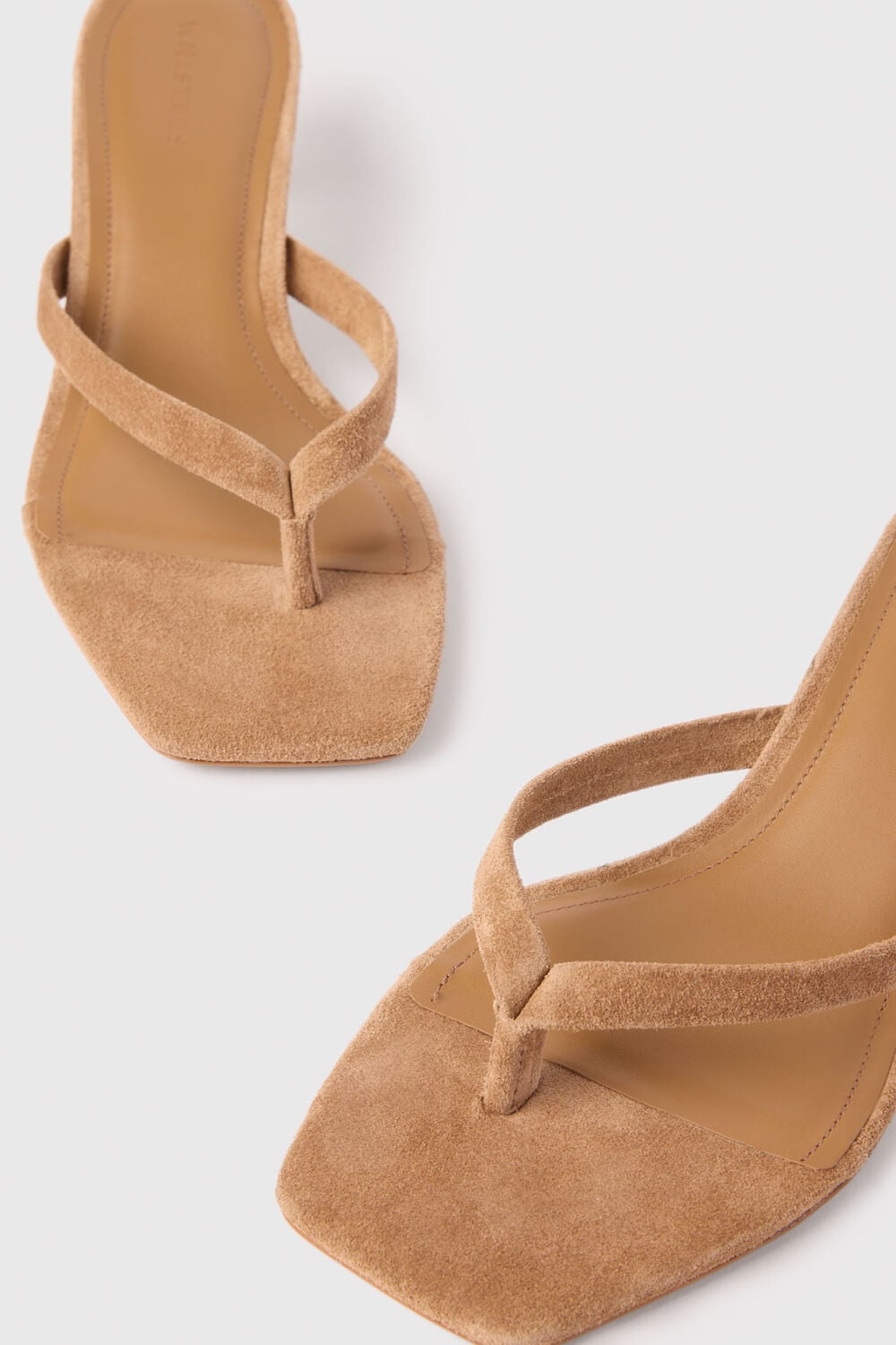 Neutral Suede Toe Post Heeled Mule