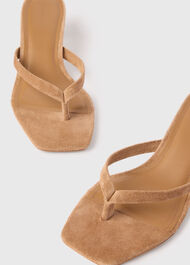 Suede Toe Post Heeled Mule