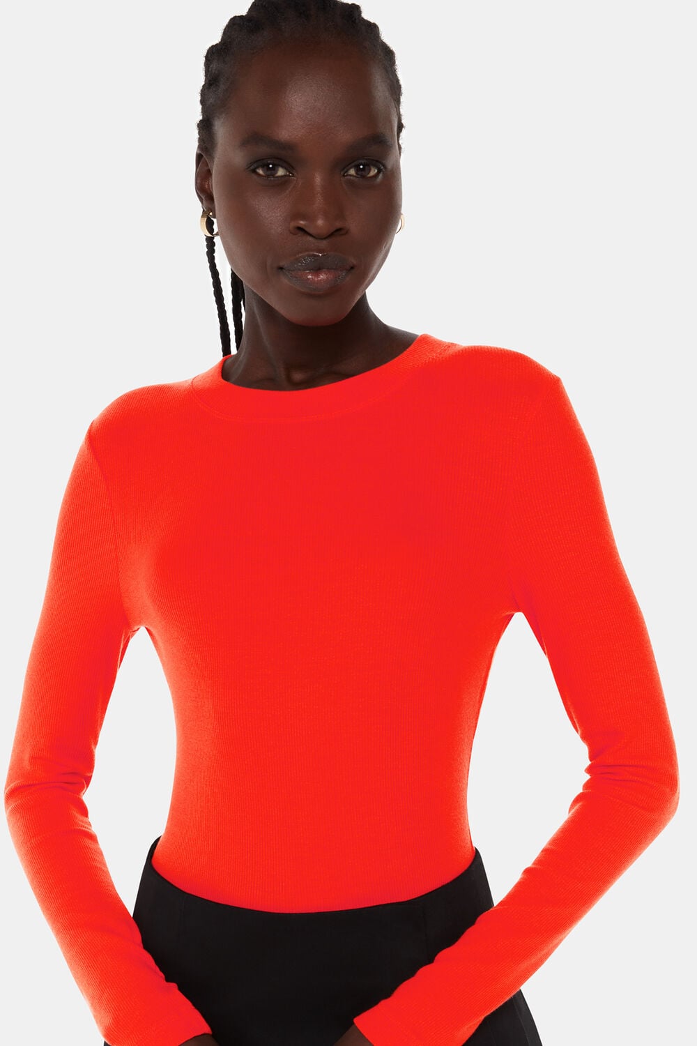 Red Essential Ribbed Crew Neck