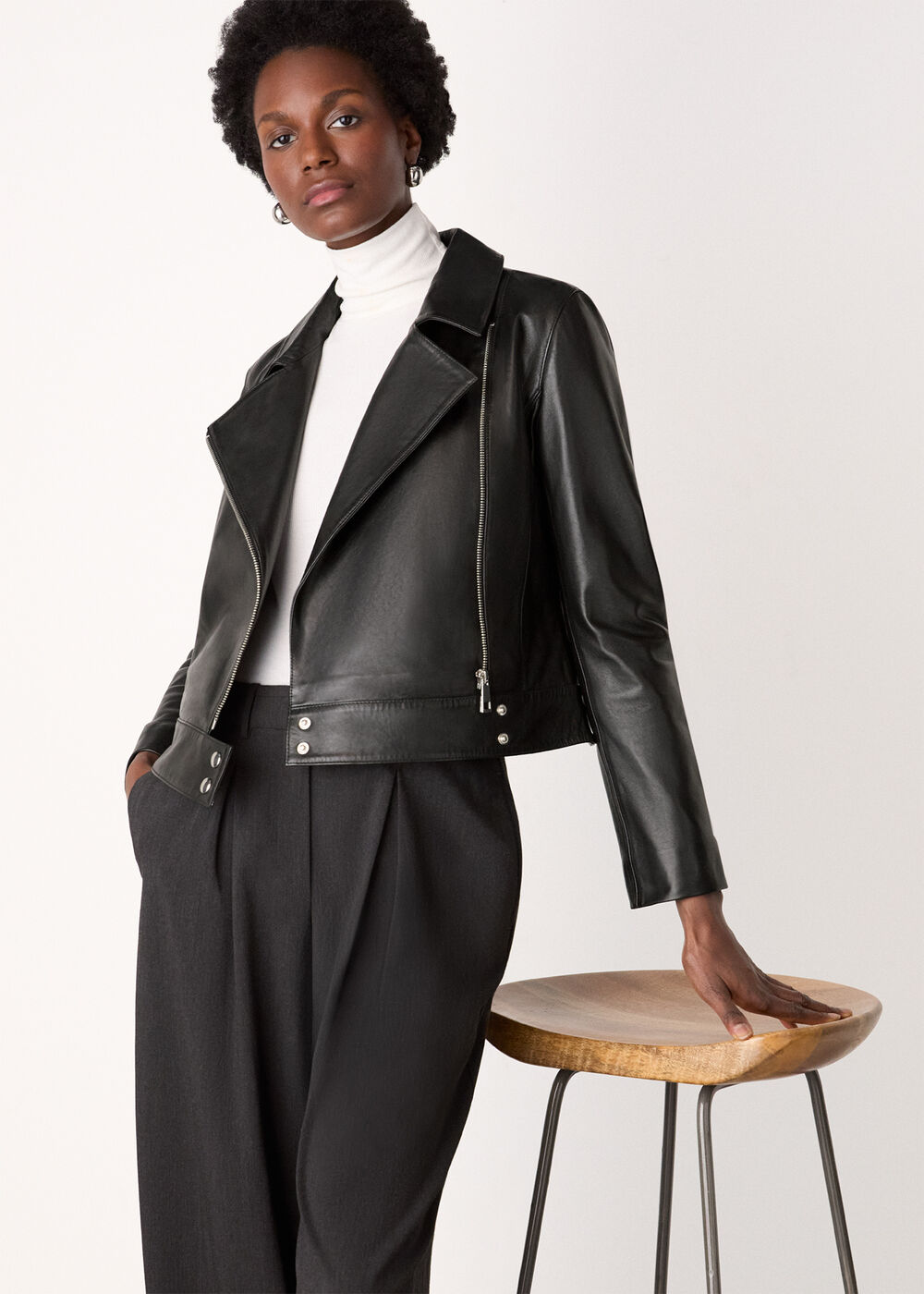 Clean Zip Leather Jacket