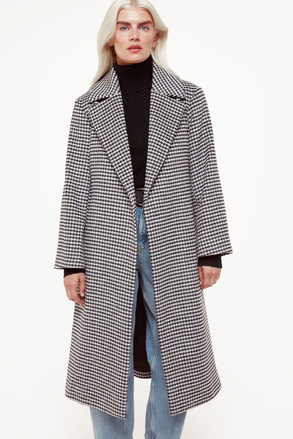 Petite Celia Houndstooth Wrap Coat