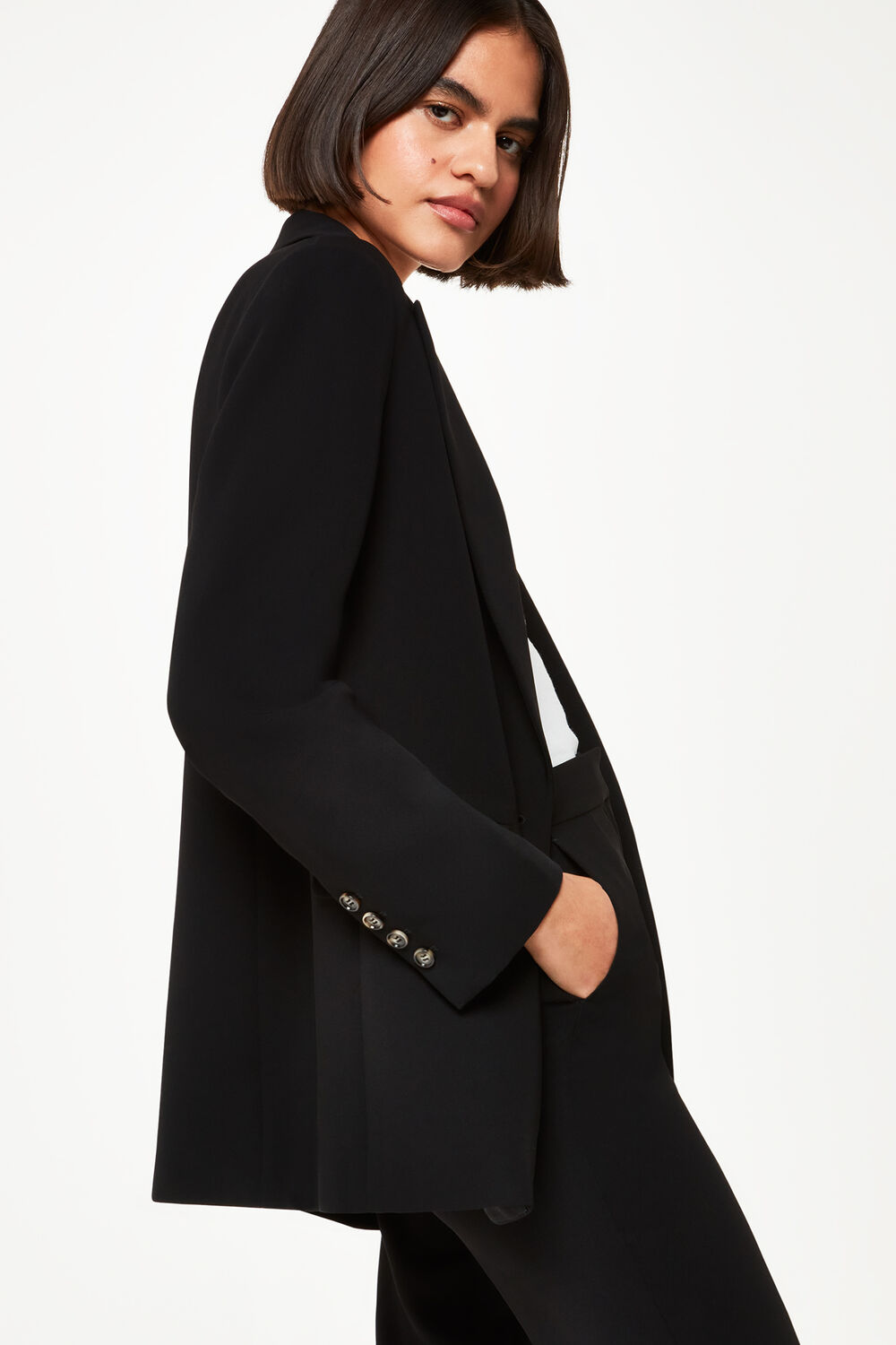 Black Crepe Boyfriend Blazer