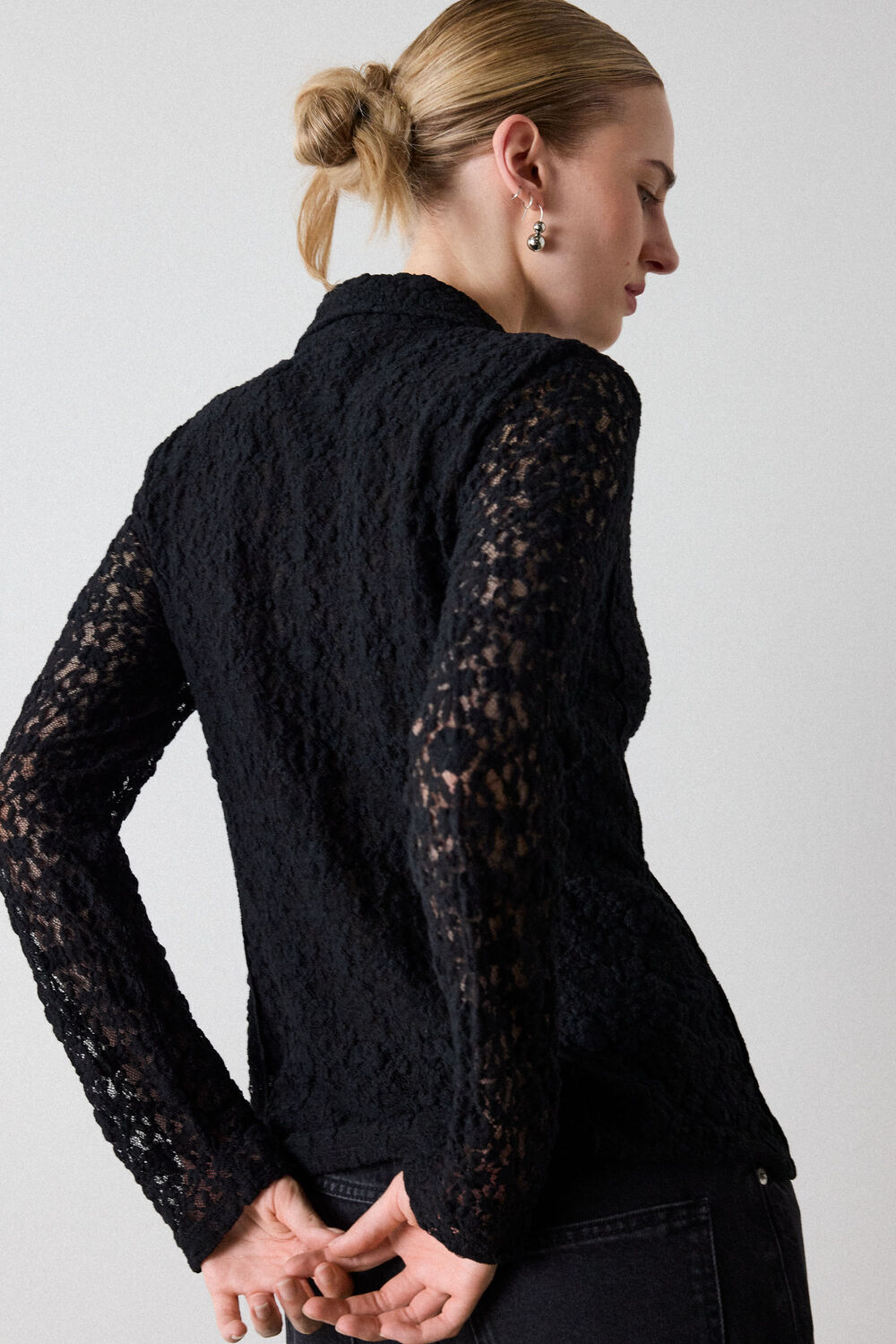 Black Lace Jersey Shirt