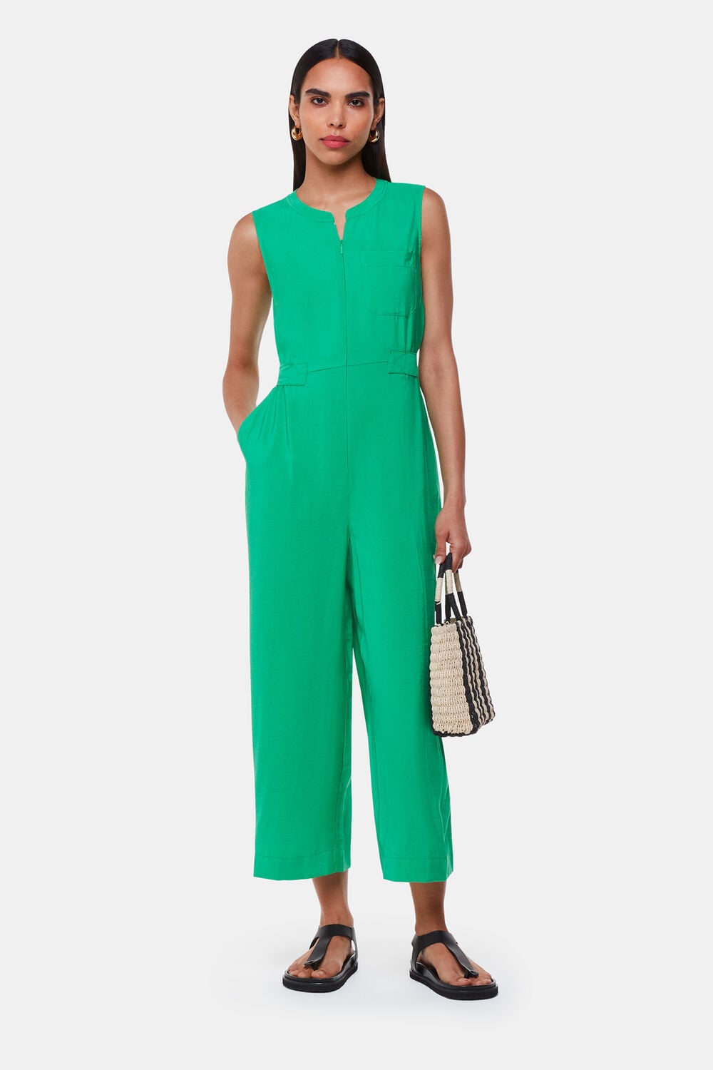 Green Josie Zip Front Jumpsuit