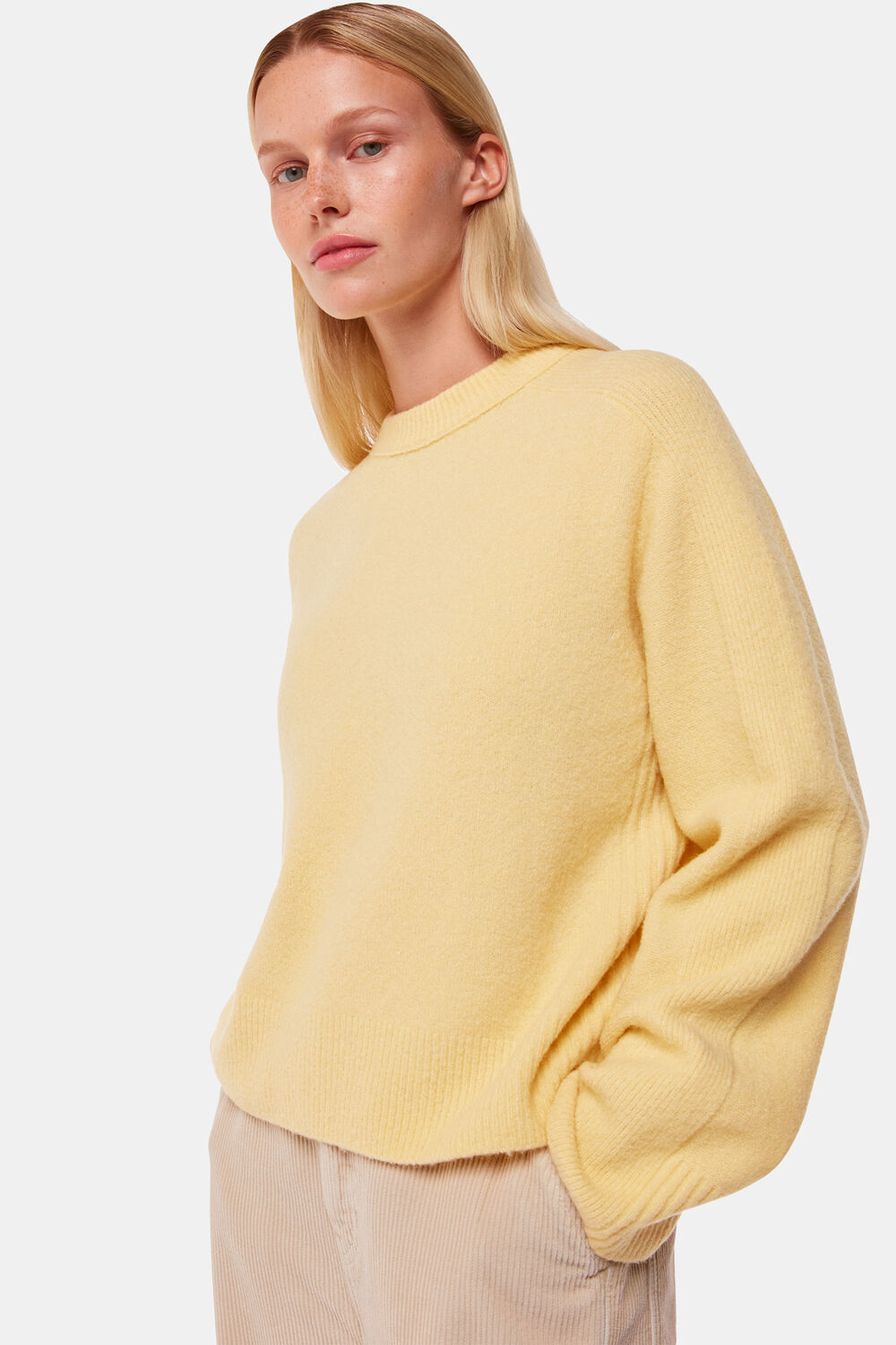 Yellow Alana Wool Mix Crew Neck