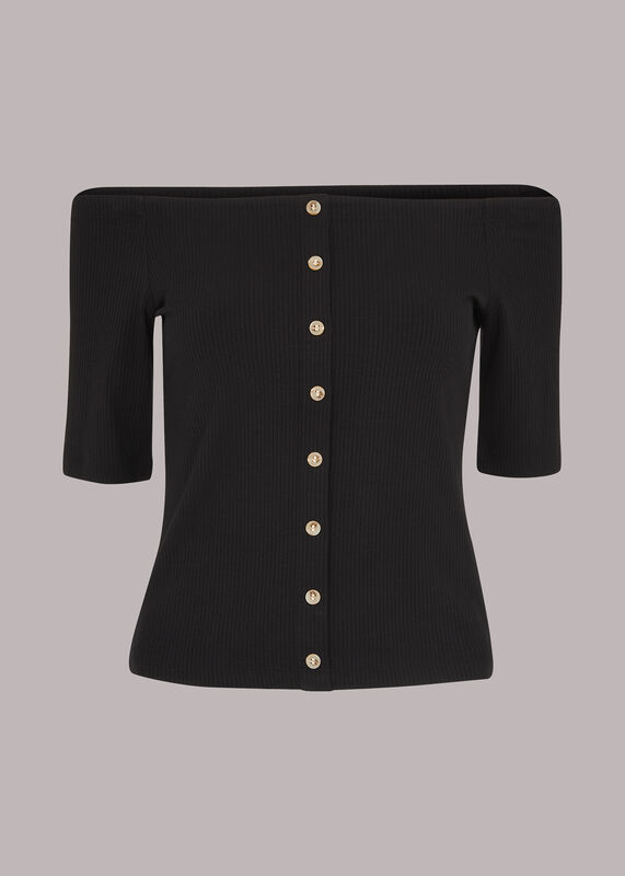 Black Rumi Ribbed Bardot