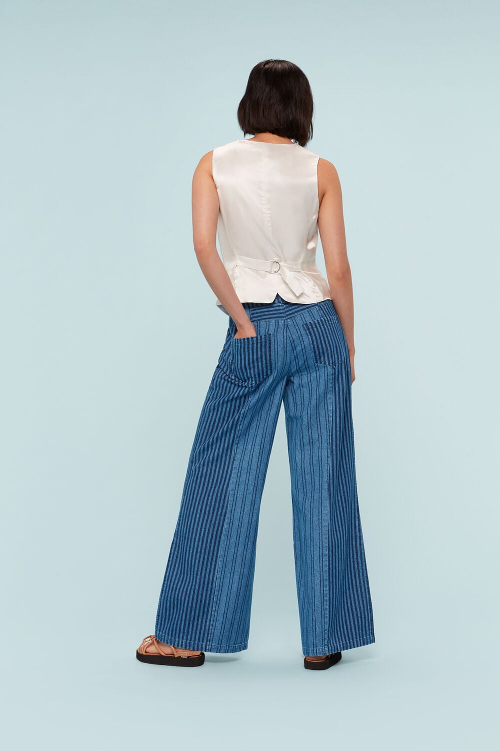 Patchwork Vertical Stripe Jean
