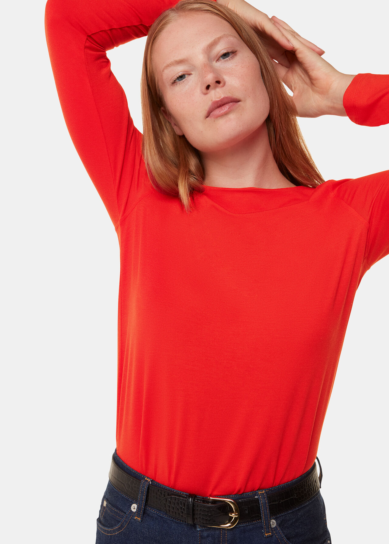 Slim Straight Neck Jersey Top