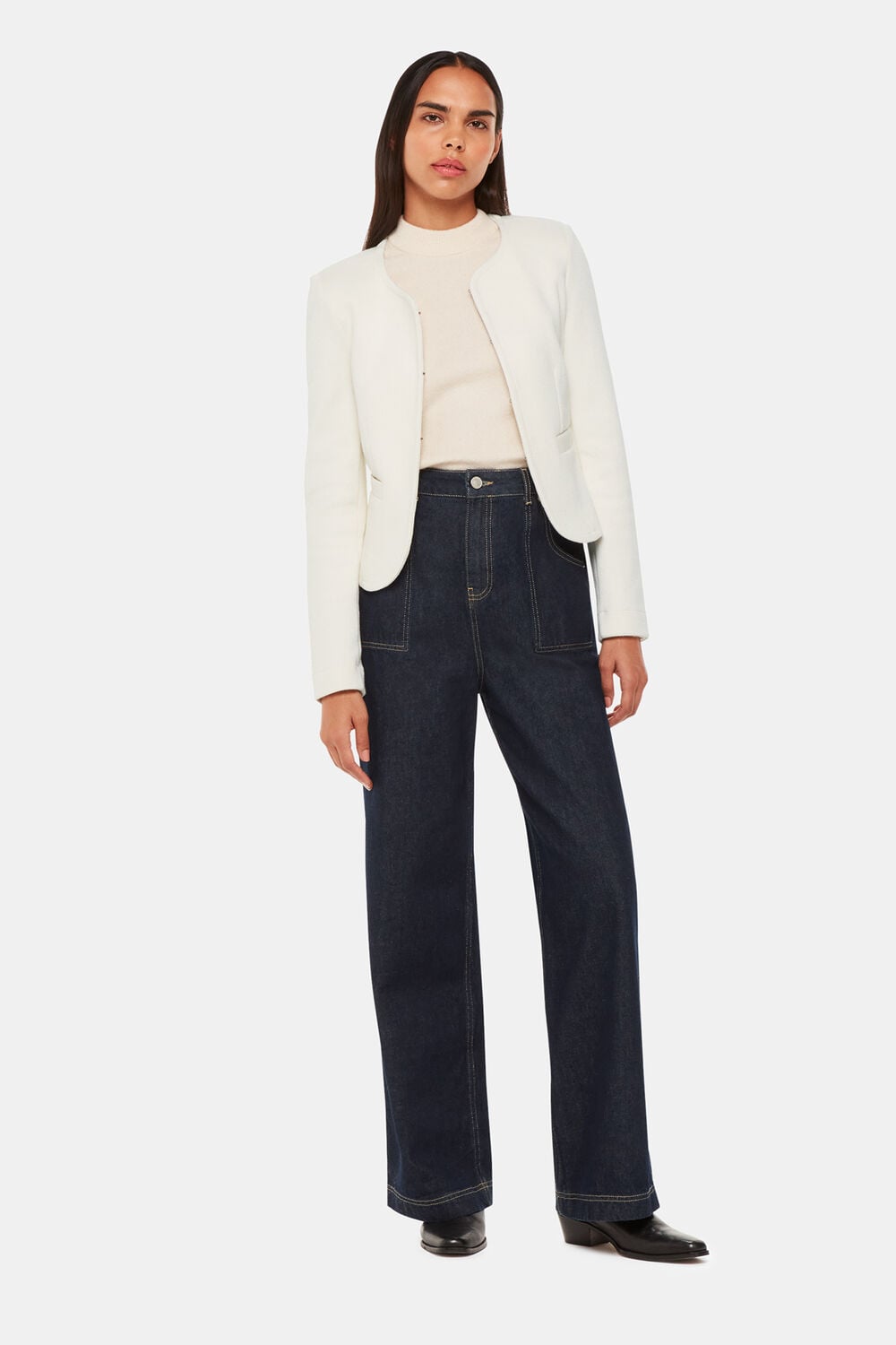 Collarless Jersey Jacket
