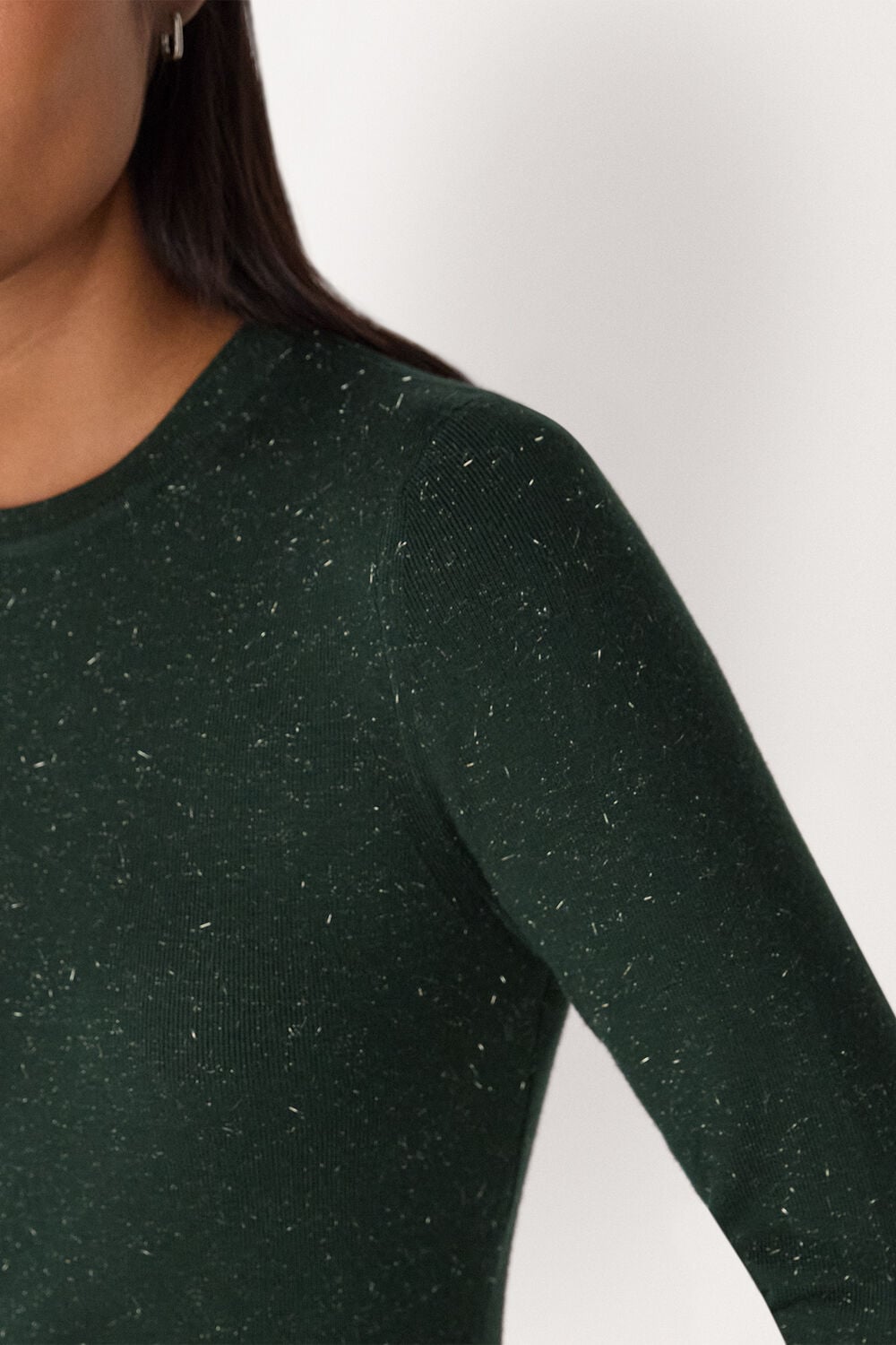 Dark Green Petite Annie Sparkle Sweater Dress