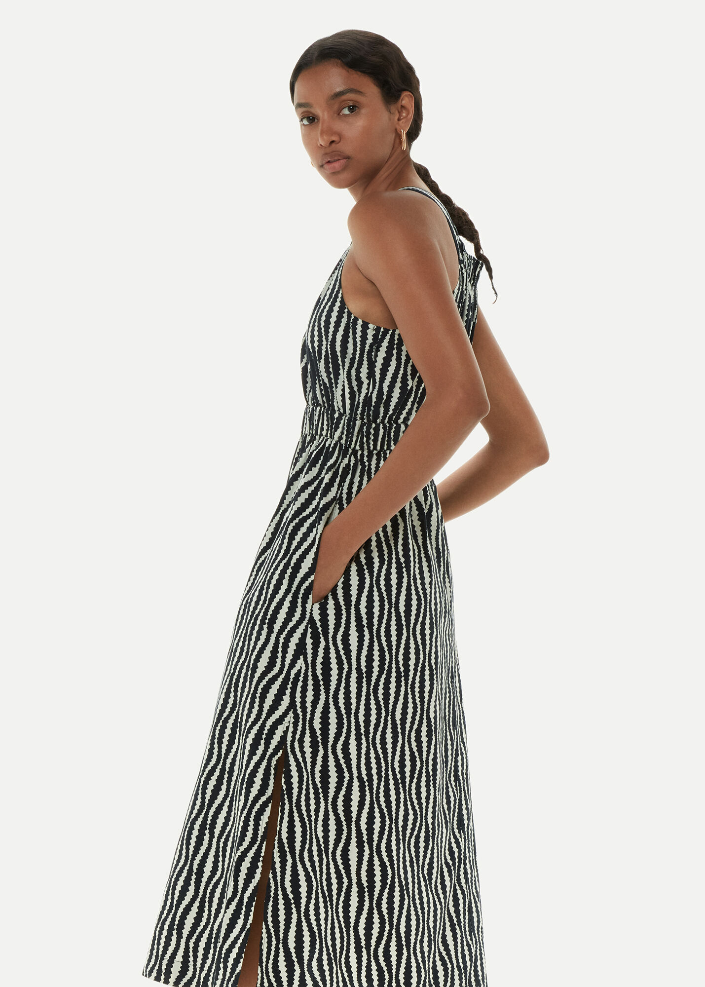 Black/White Optical Rope Cut Out Dress | WHISTLES