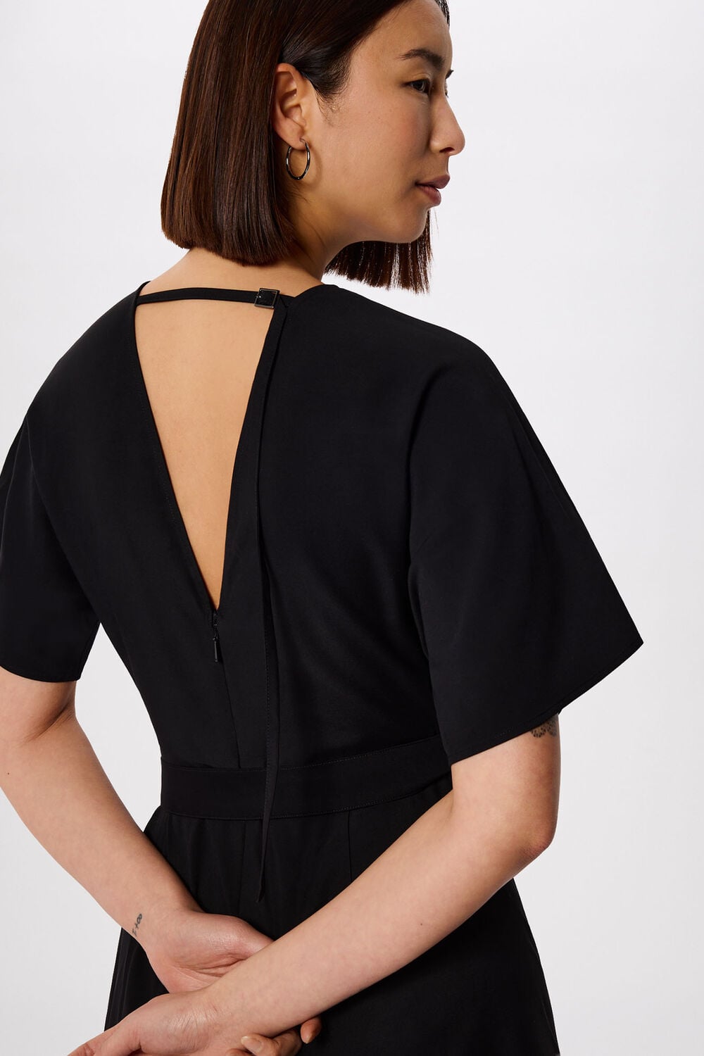 Black Asymmetric Open Back Dress