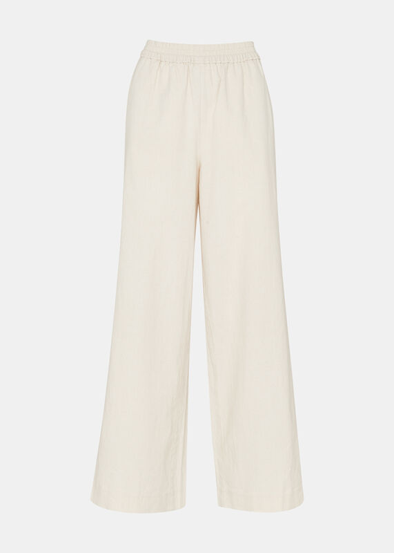 Oatmeal Lindsey Linen Blend Pants 