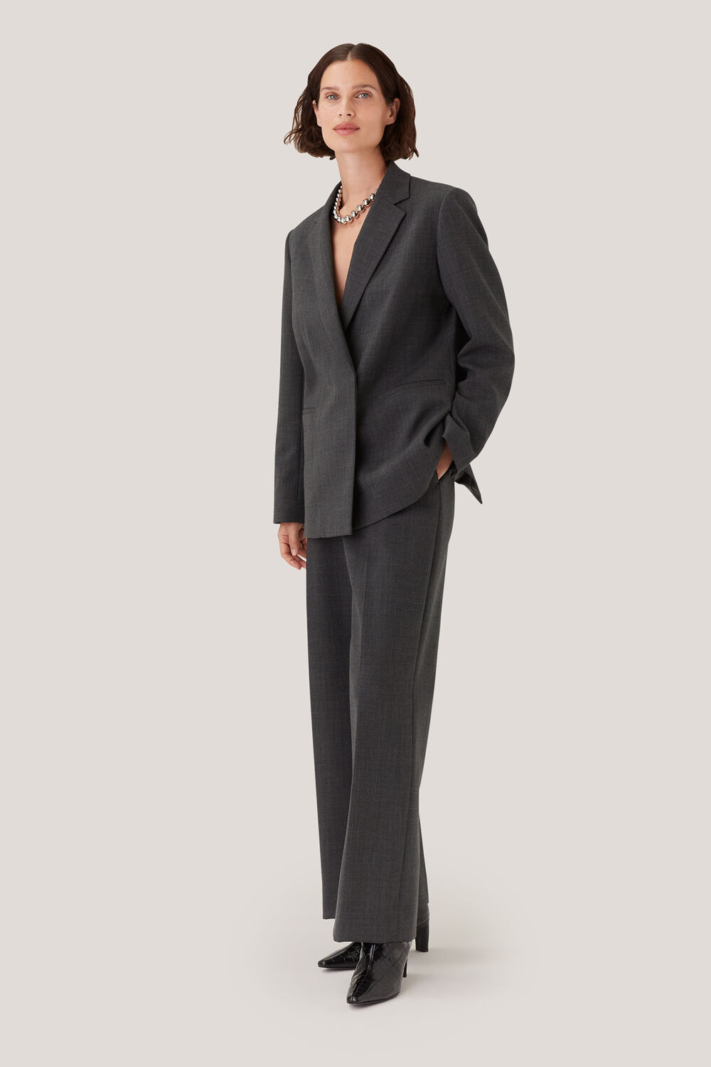 Grey Marl Natalie Wool Blend Blazer