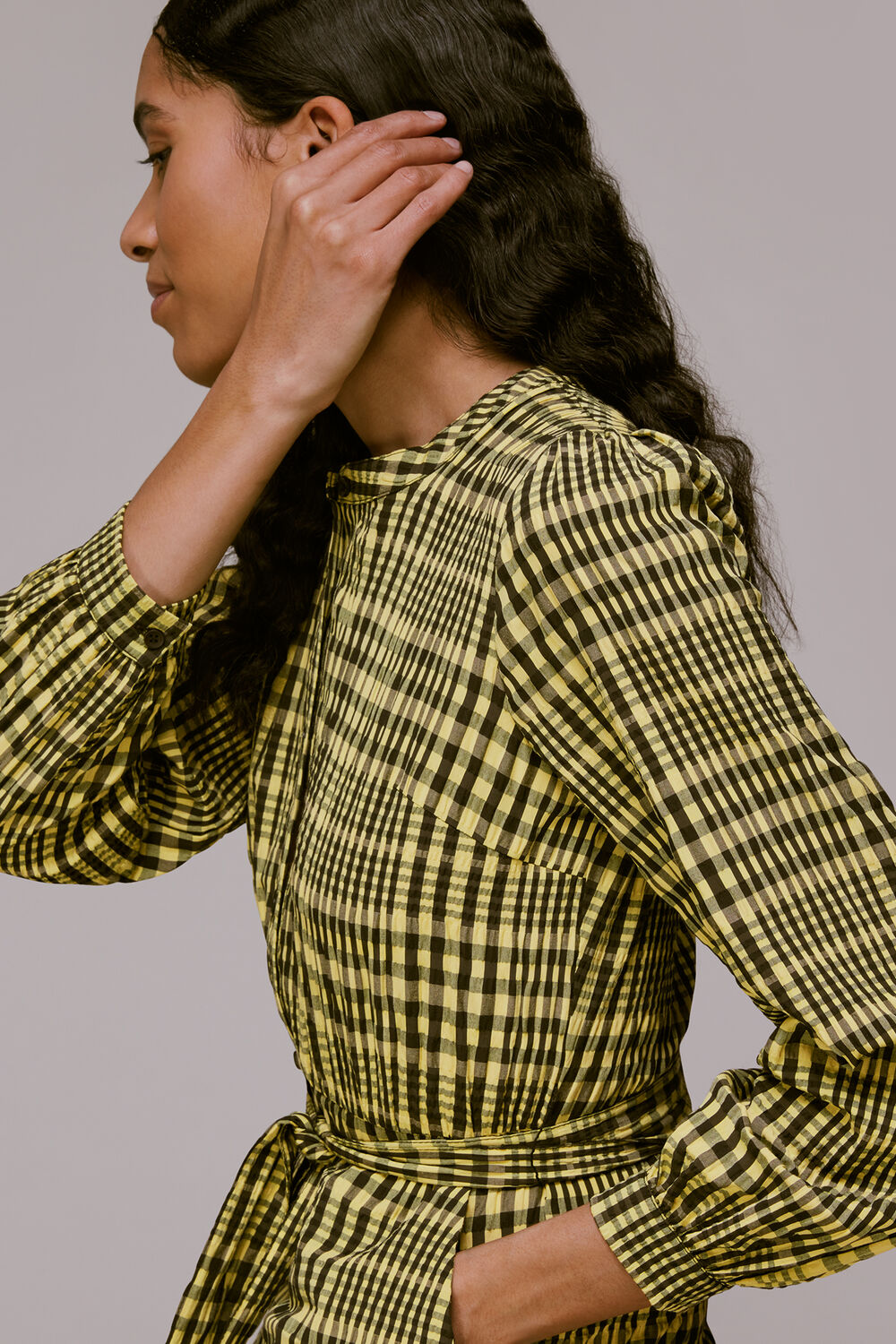 Nora Gingham Check Midi Dress