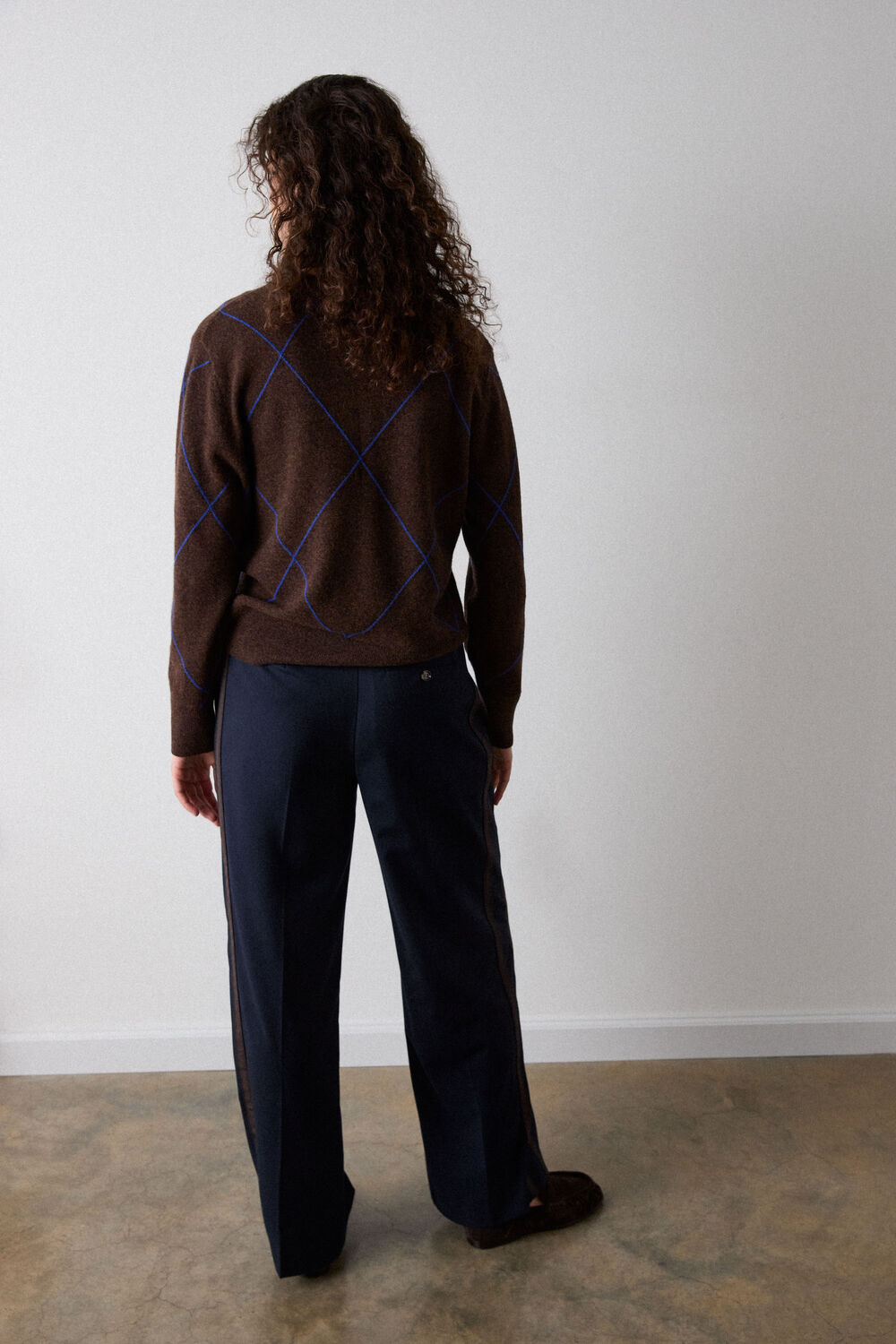 Navy Side Stripe Straight Trouser