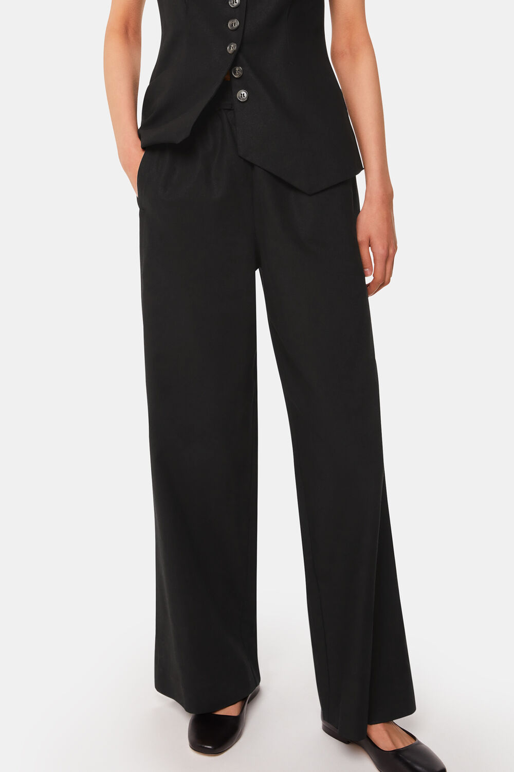 Black Lindsey Linen Blend Pants&nbsp;