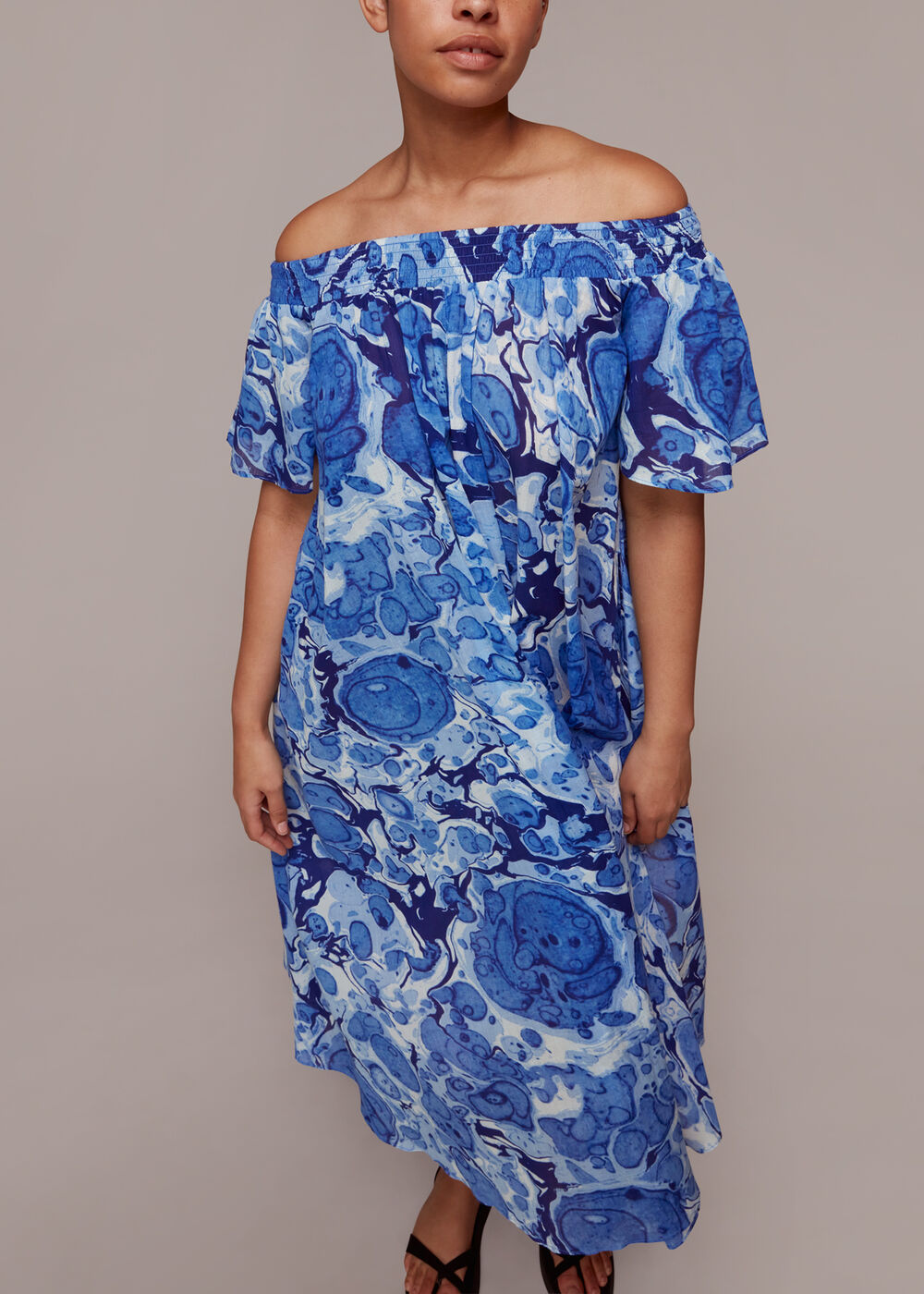 Blue/Multi Marble Beach Cover Up Dress | WHISTLES | Whistles US |
