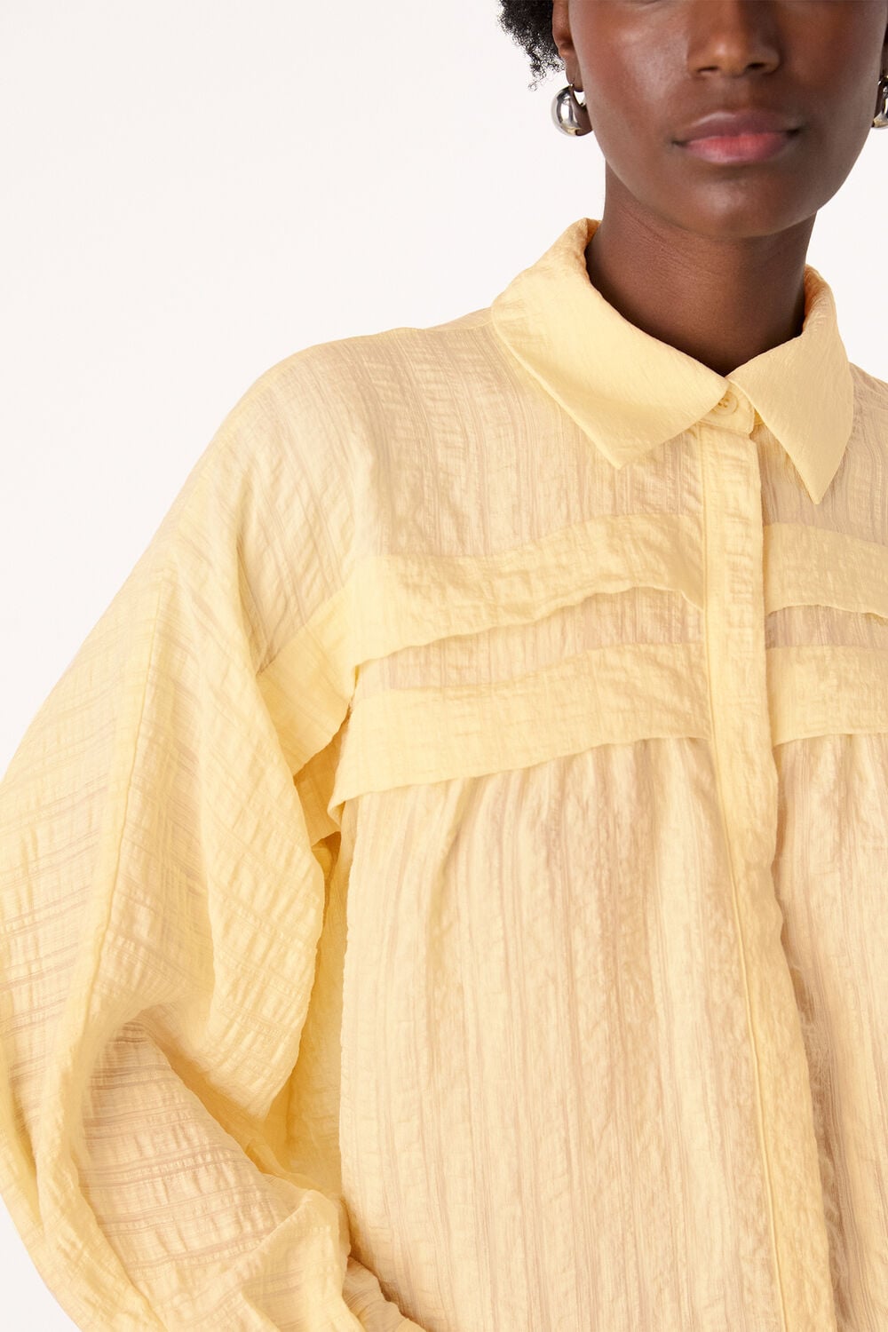 Yellow Textured Frill Detail Blouse