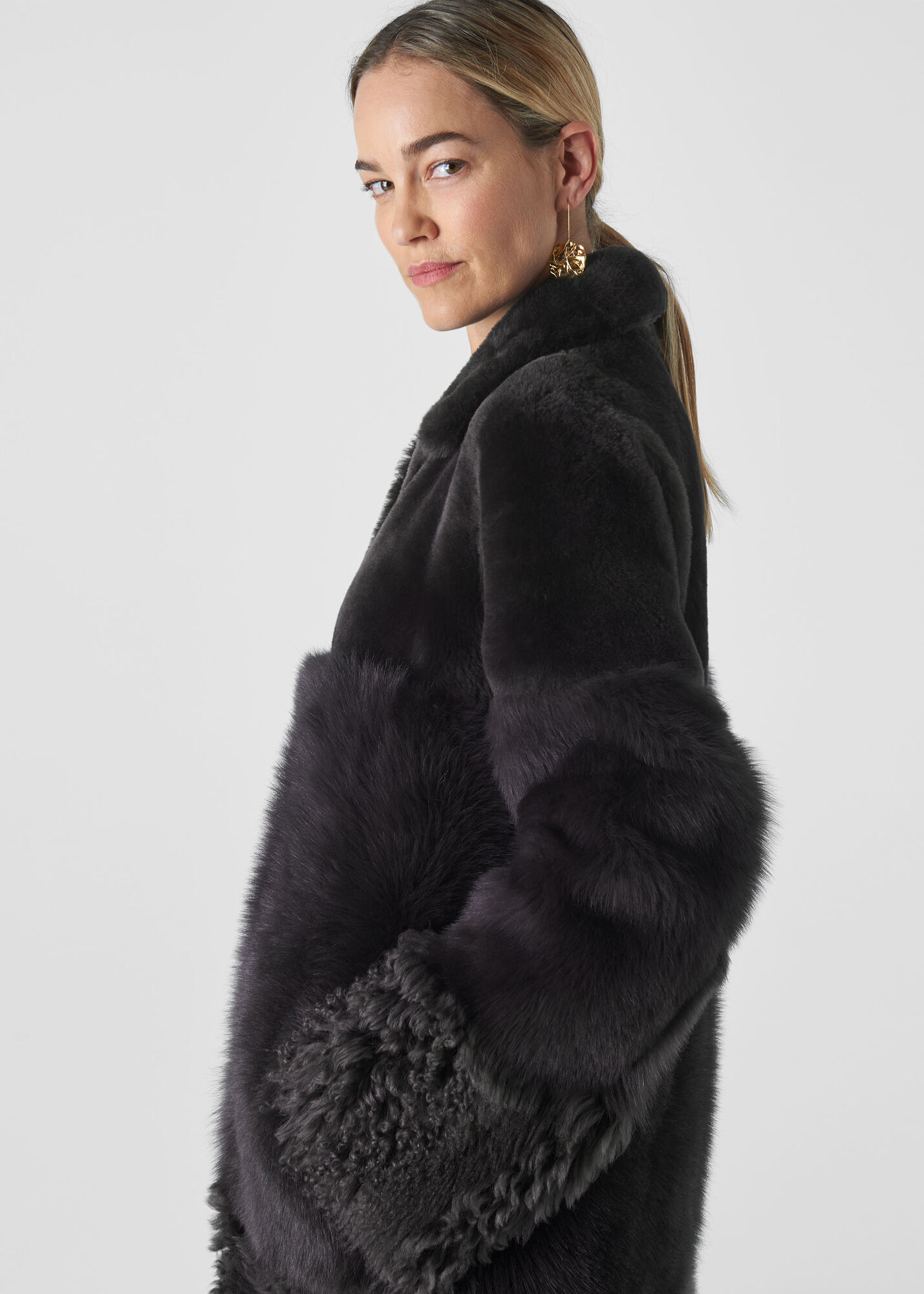 Grey Cosma Shearling Coat WHISTLES