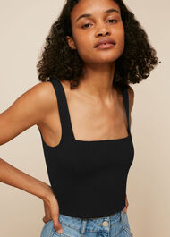 Square Neck Knit Crop Top