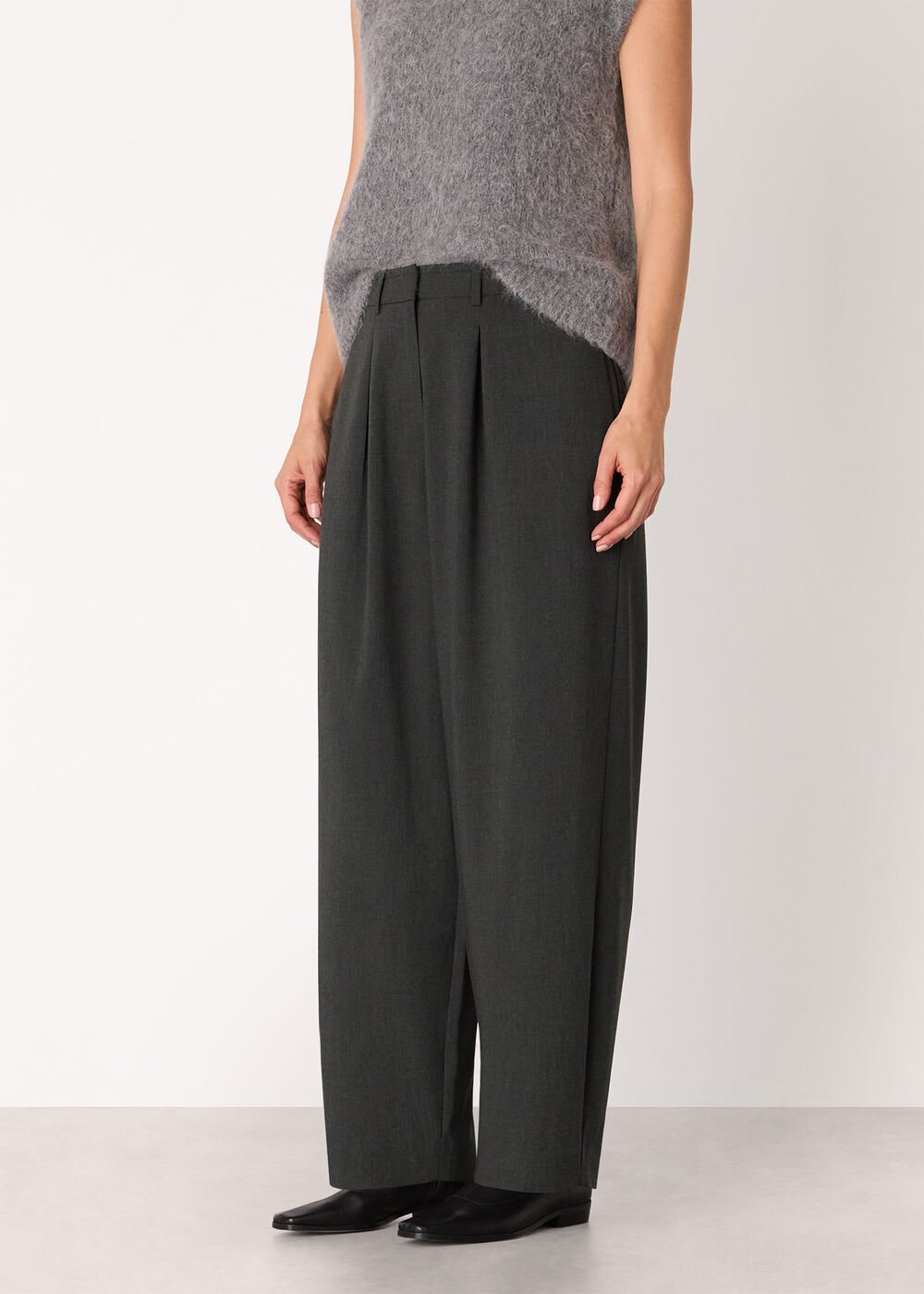 Wool Blend Barrel Trouser