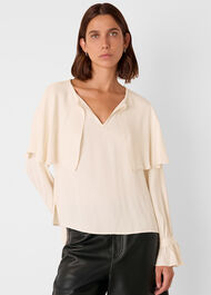 Cape Detail Crepe Blouse
