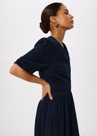 Petite V Neck Textured Midi Dress