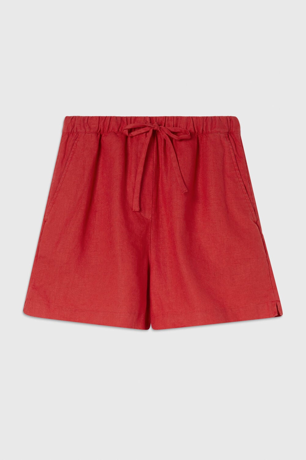 Red Linen Elasticated Short