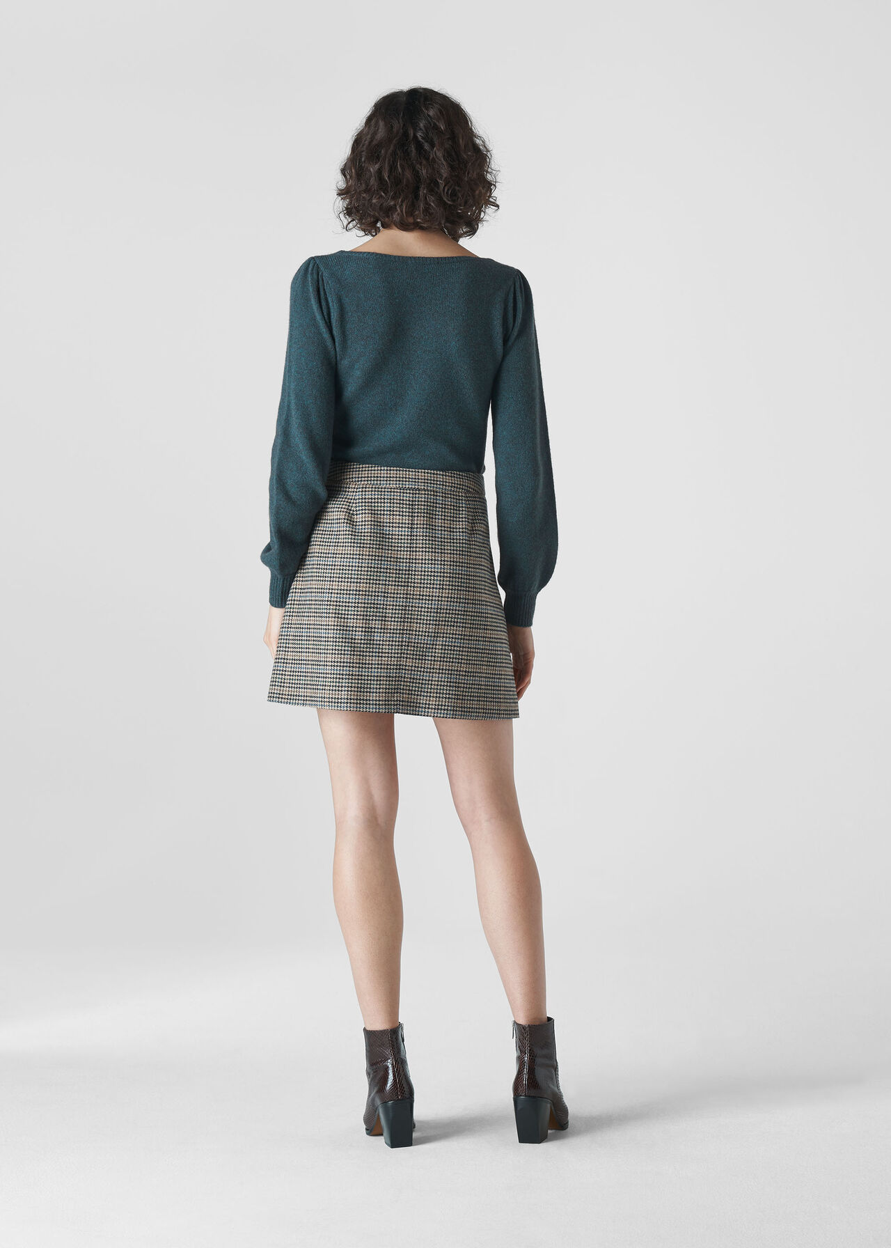 Square Neck Yak Mix Knit Teal