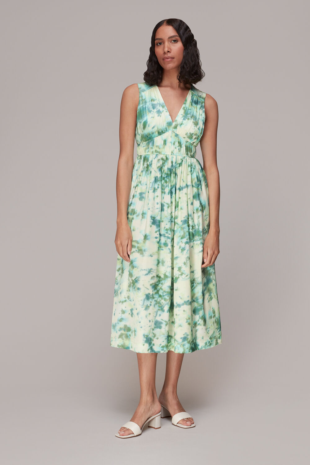 Green Waterflower Silk Mix Dress