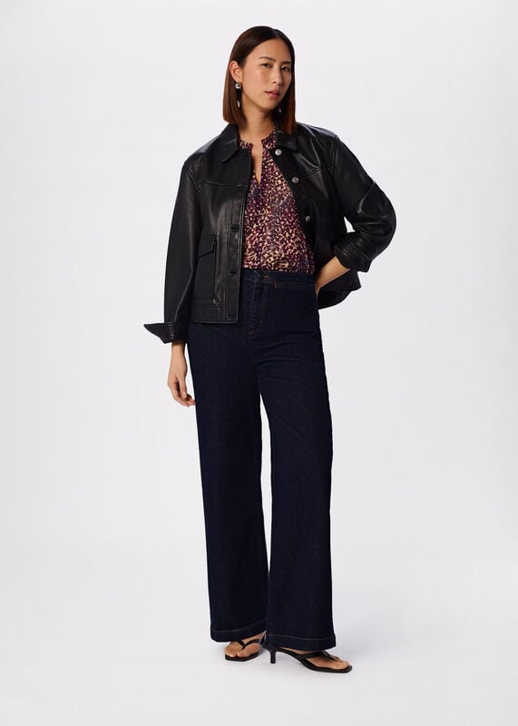 Purple Orchid Print Dobby Top