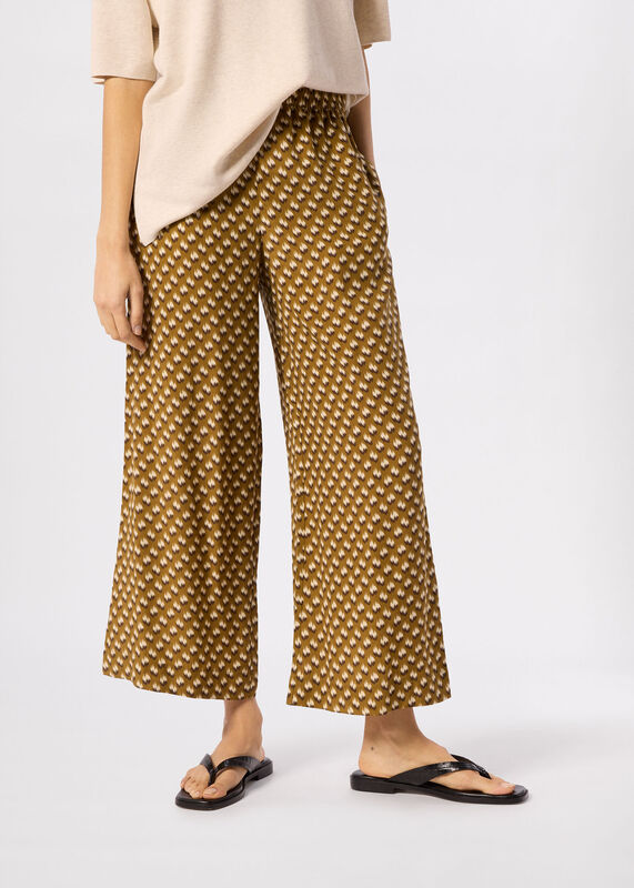 Khaki Petite Ikat Spot Crop Trouser