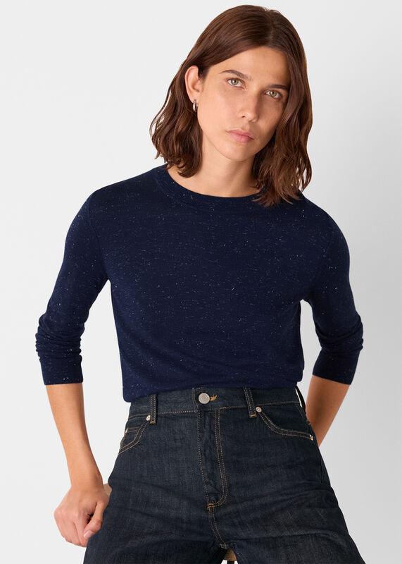 Navy Annie Sparkle Crew Neck Sweater