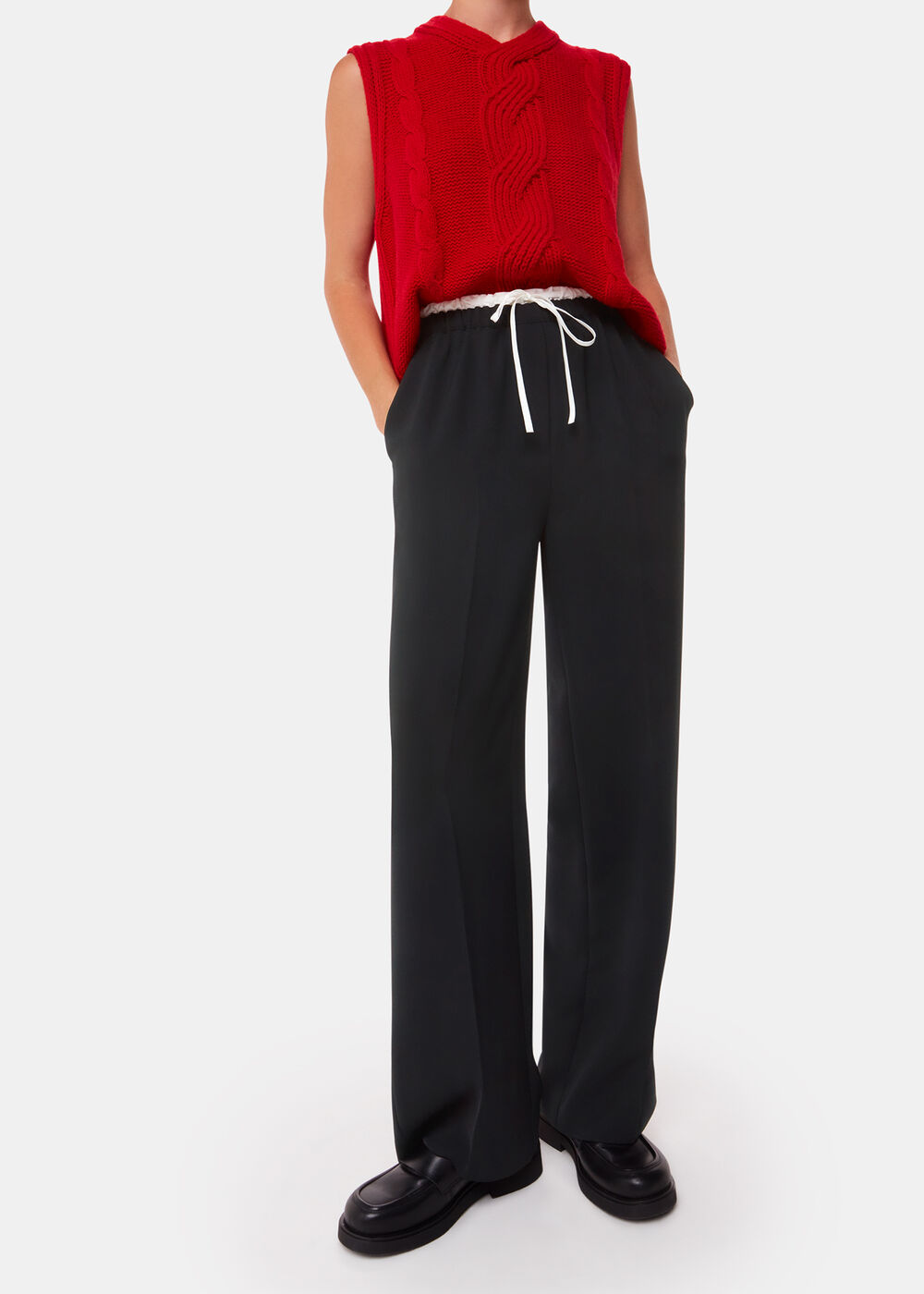 Crepe Waistband Detail Trouser