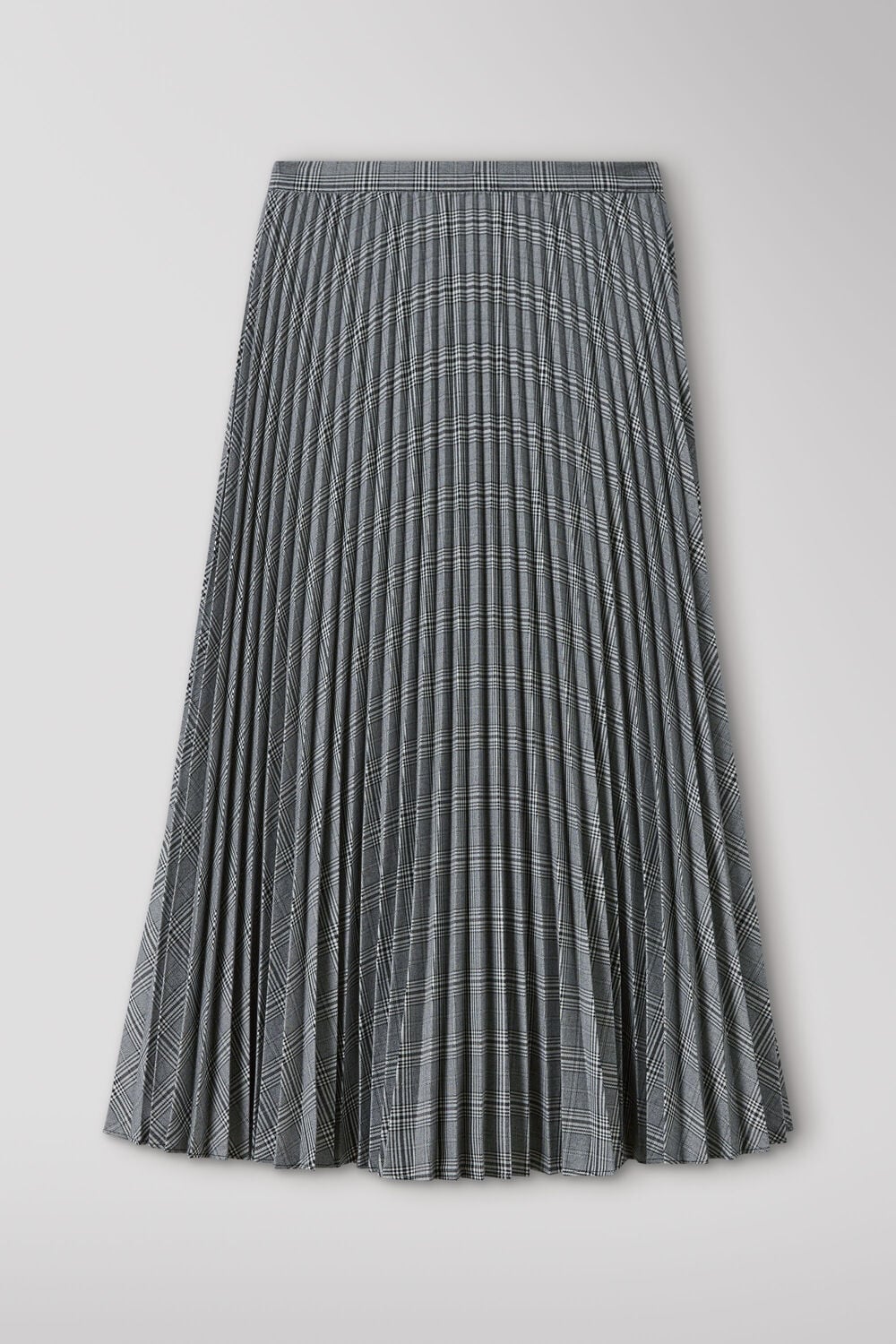 Check Pleated Midi Skirt