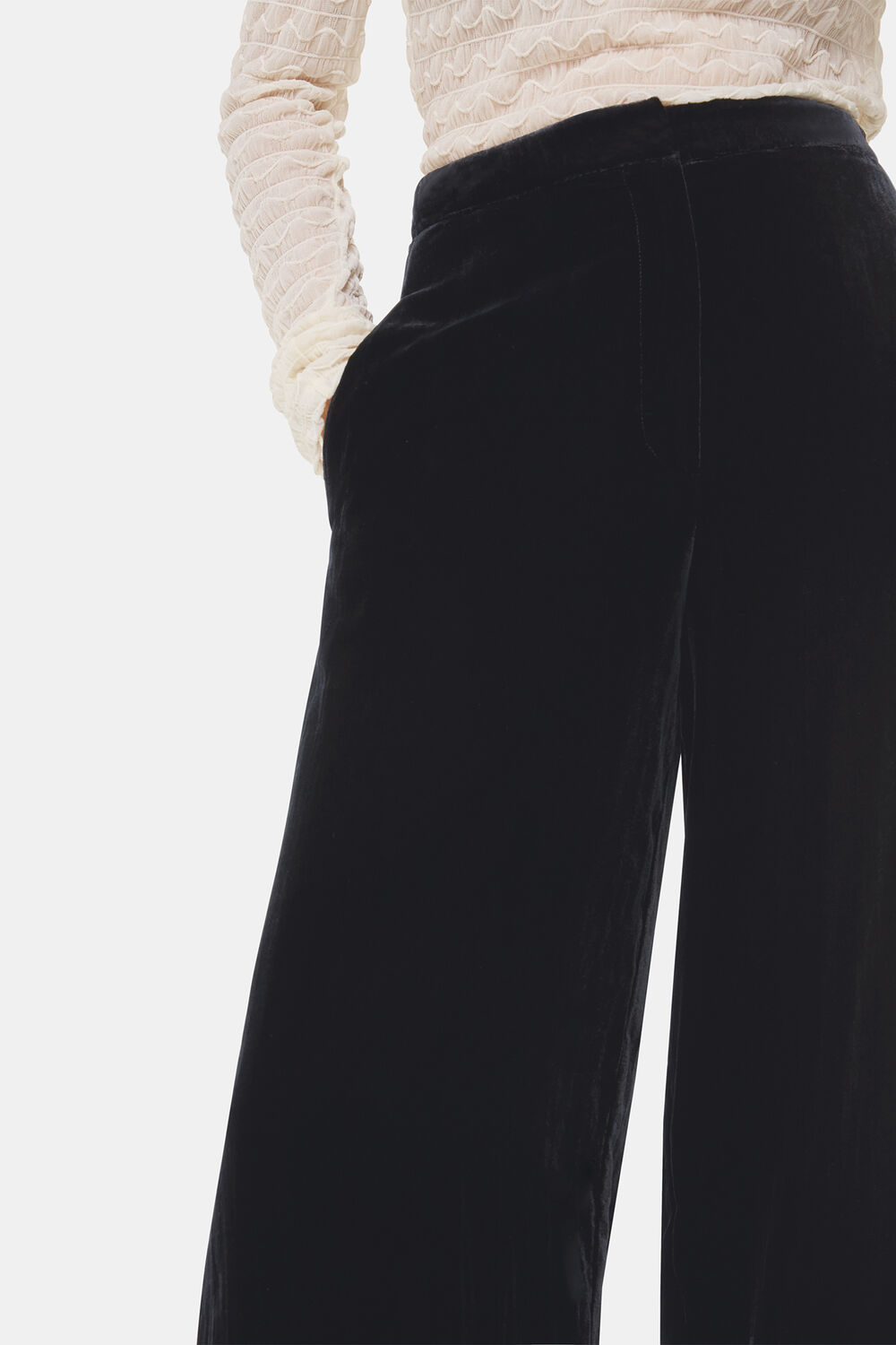 Petite Full Length Velvet Trouser