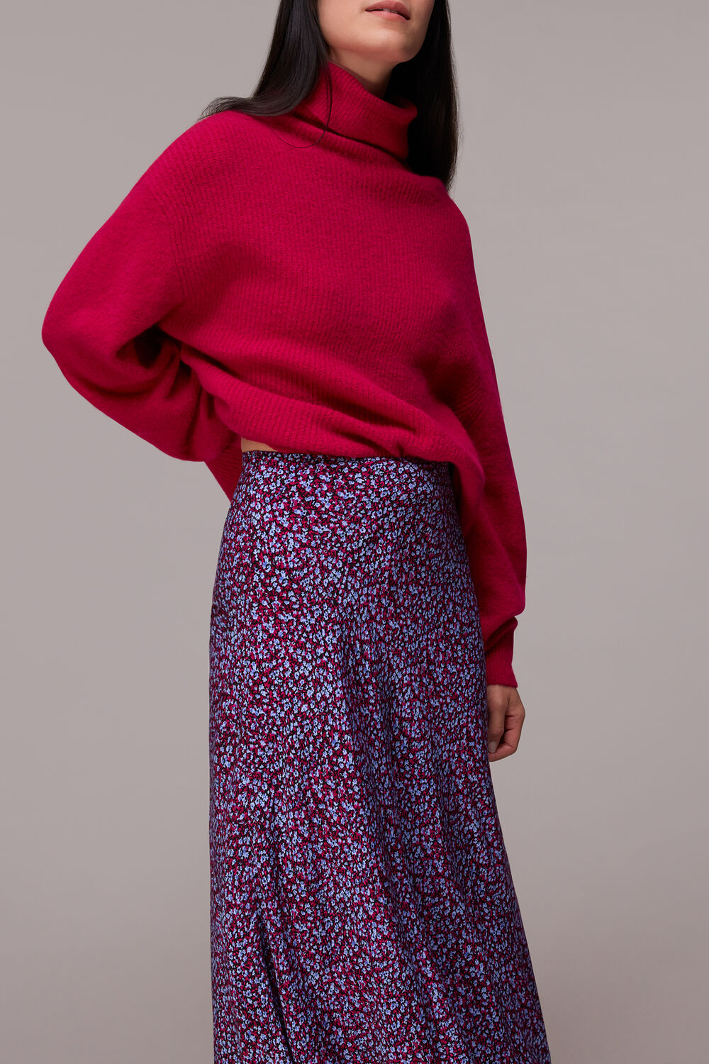 Purple Floral Garden Bias Cut Skirt