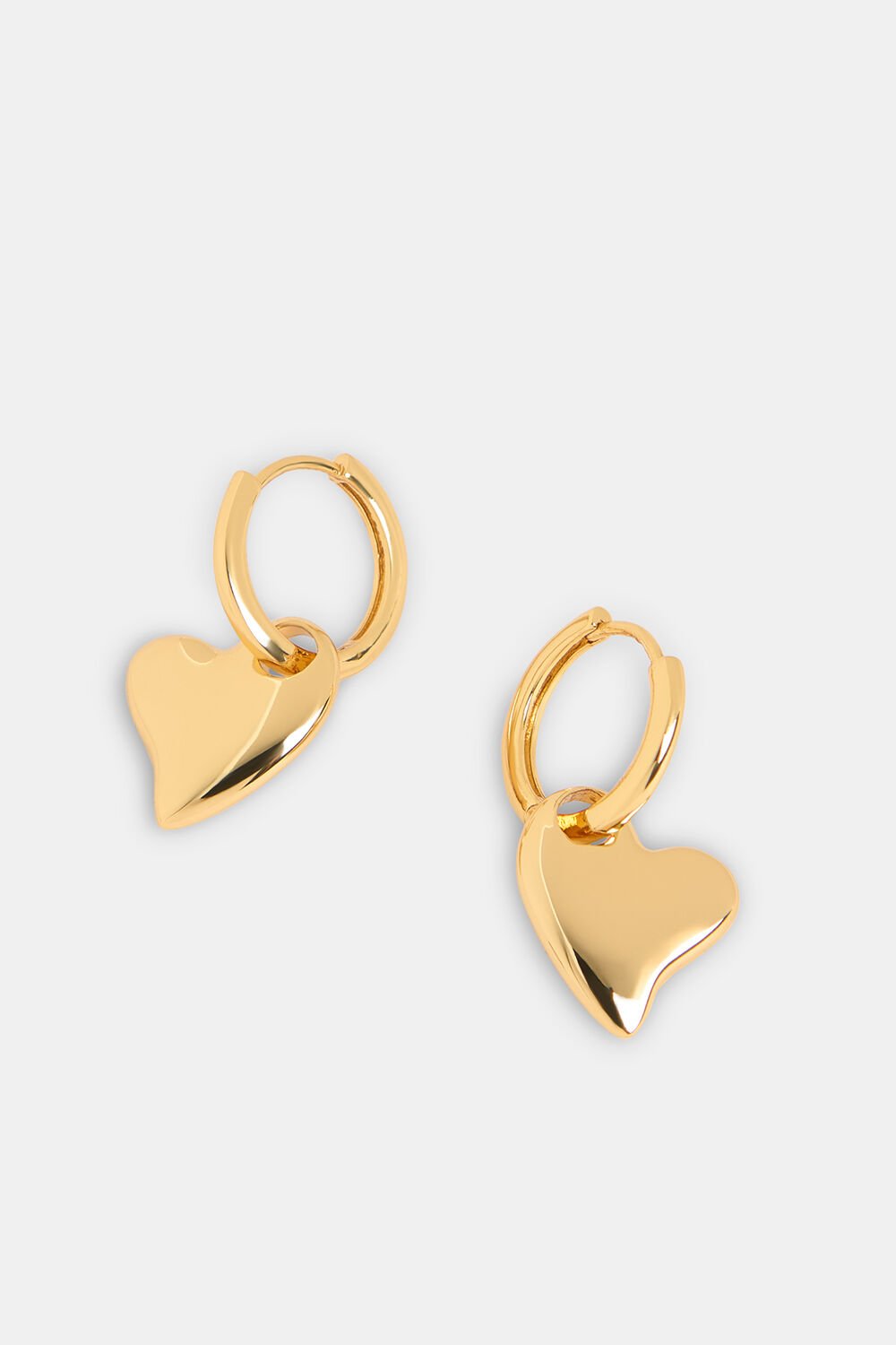 Gold Curved Heart Huggie Hoop